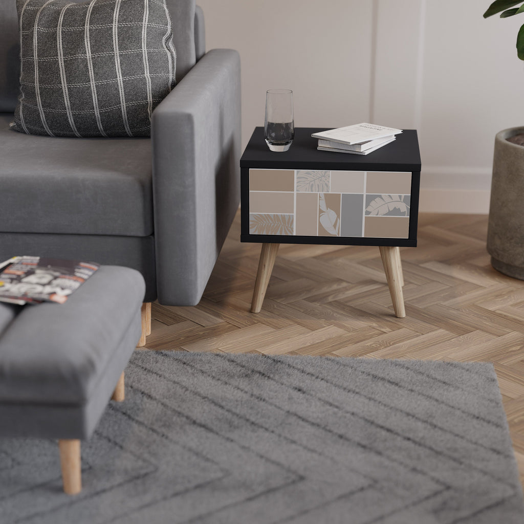 Table de chevet FORMES TROPICALES en finition noire