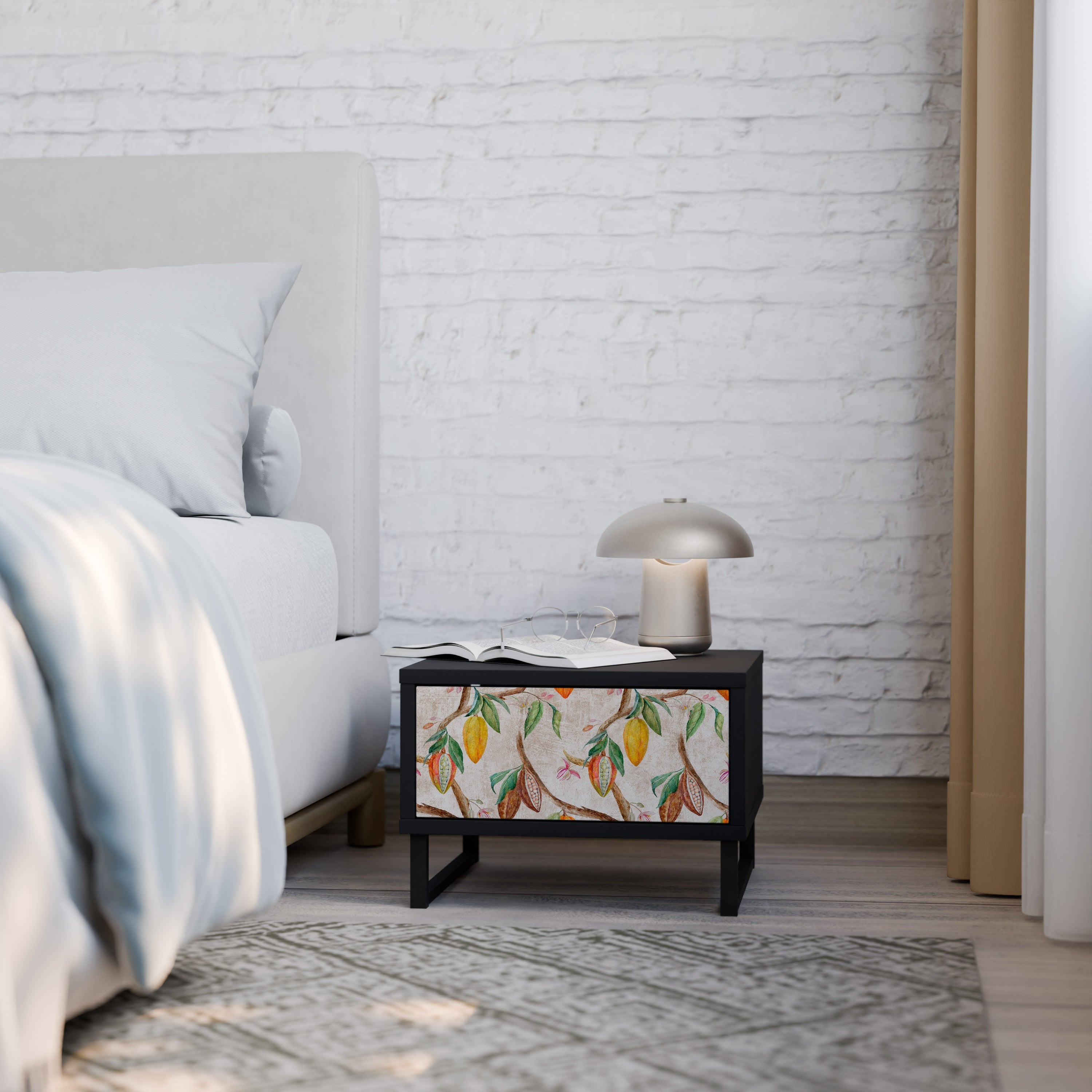 Table de chevet COCOA FRUITS en finition noire