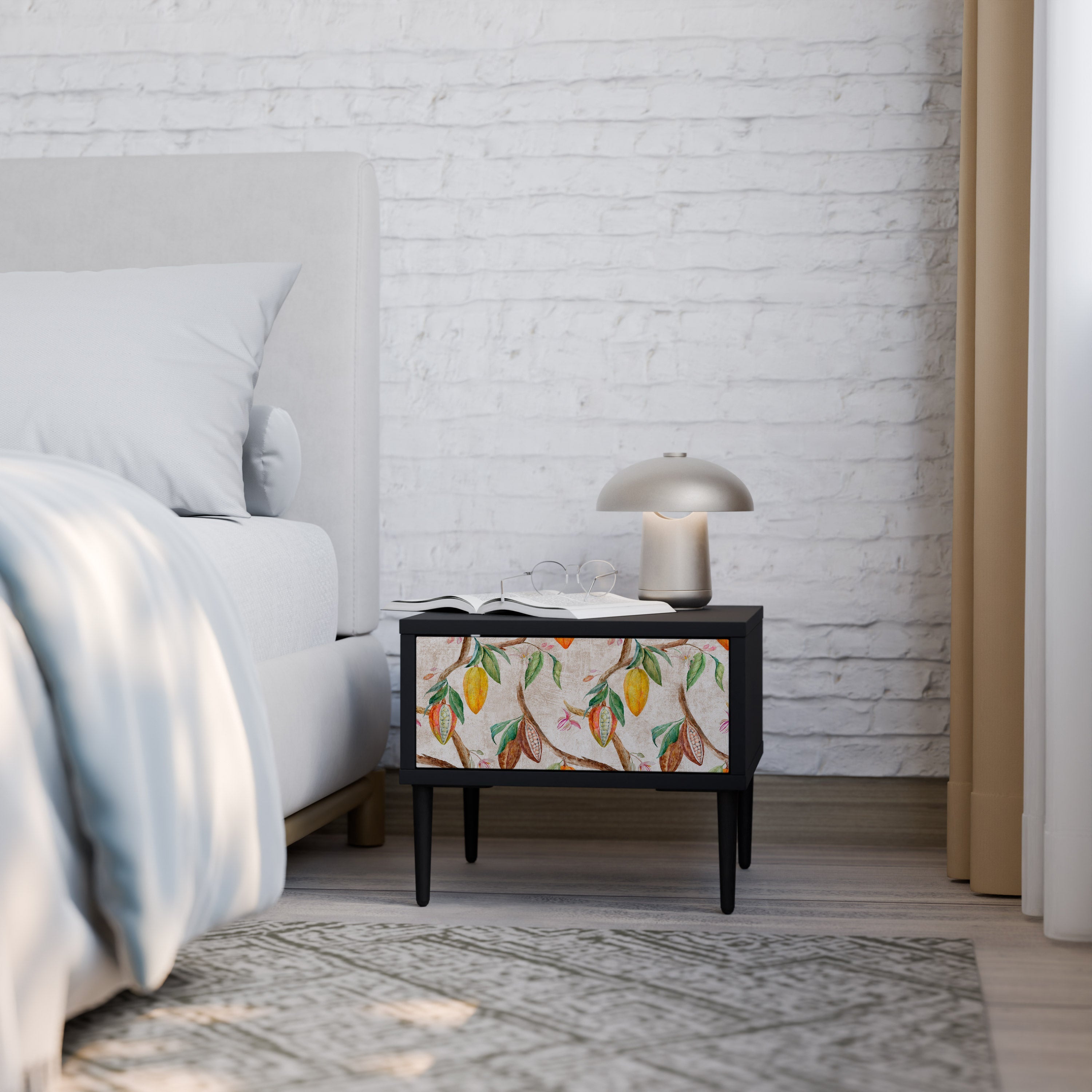 Table de chevet COCOA FRUITS en finition noire