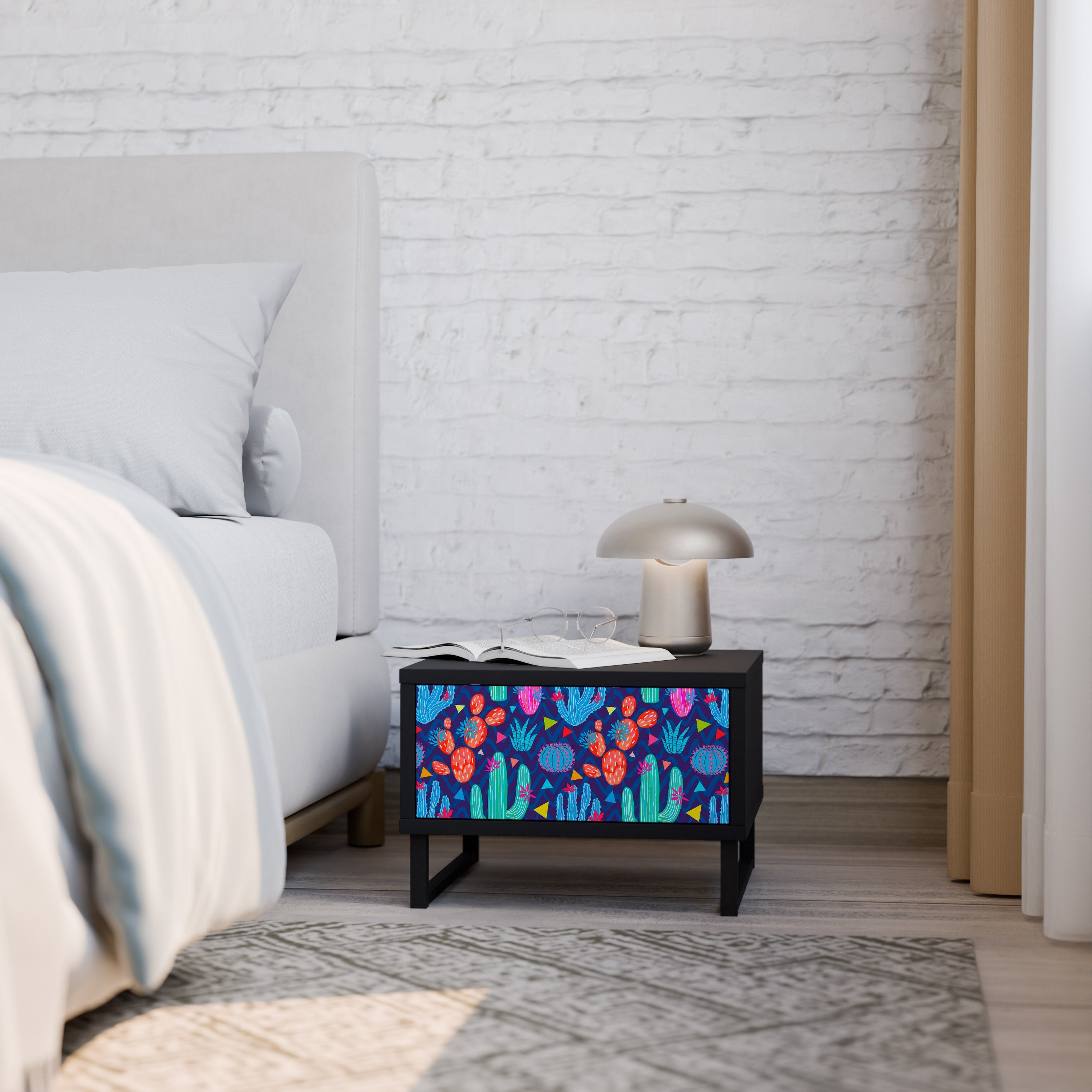 Table de chevet CACTUS VIBES en finition noire