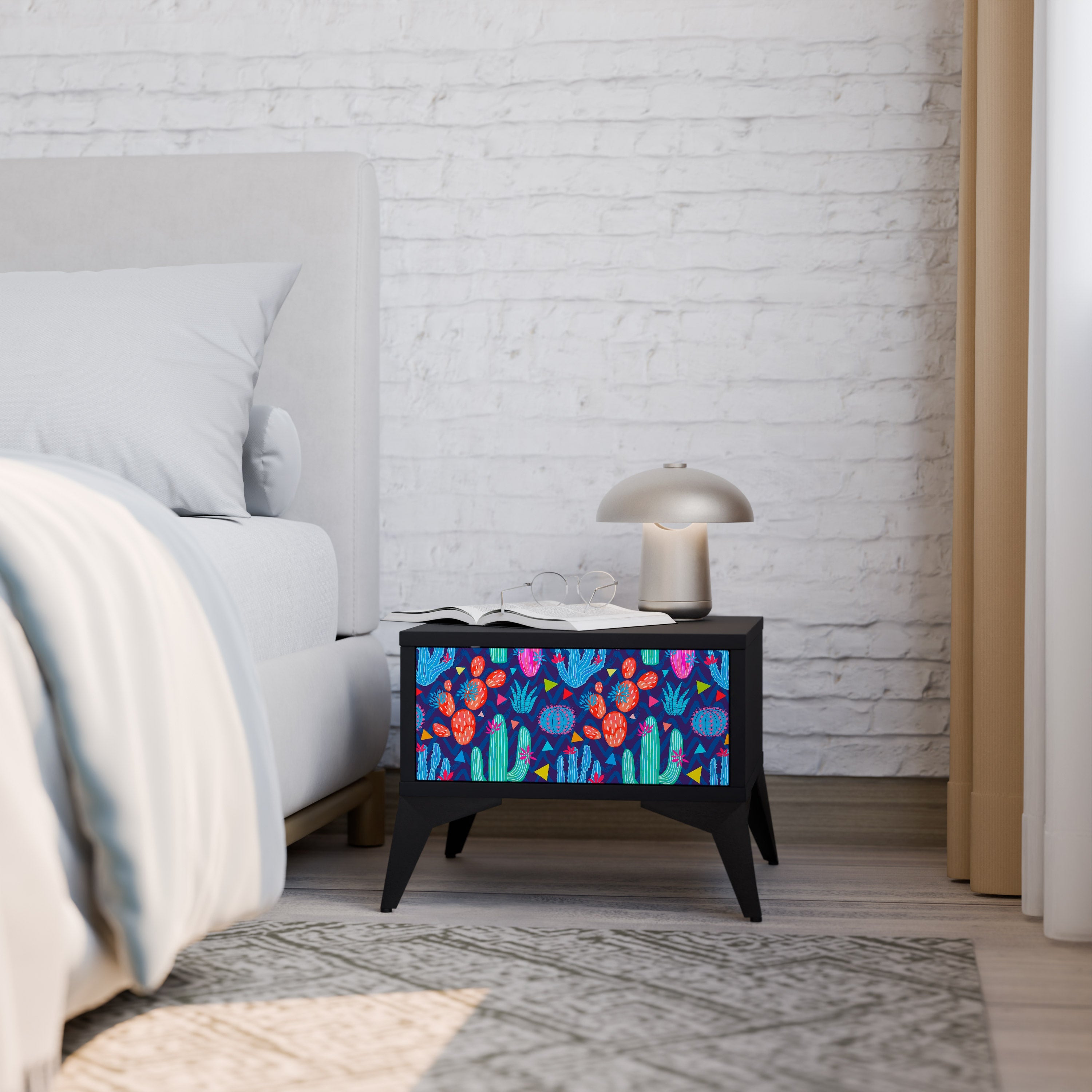Table de chevet CACTUS VIBES en finition noire