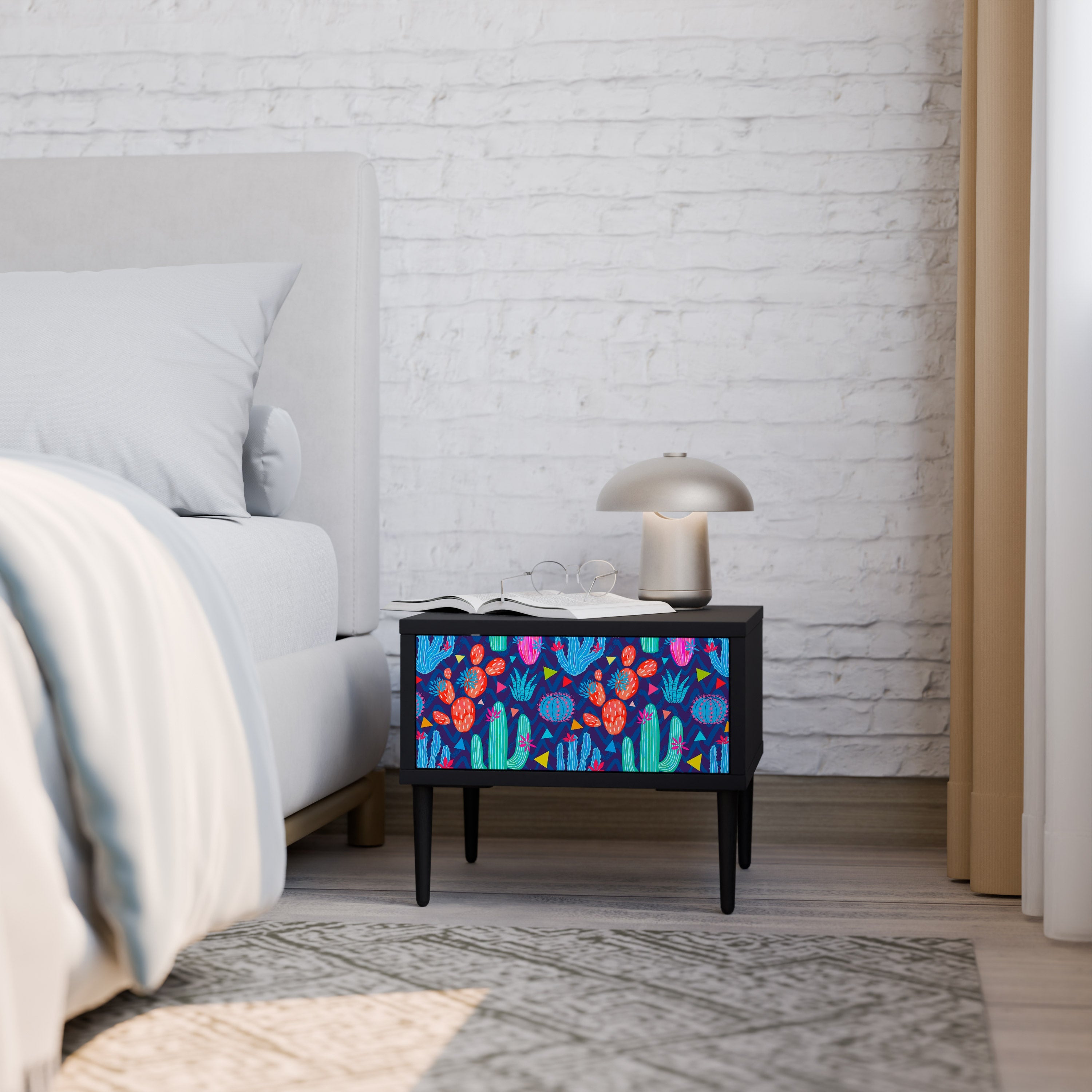 Table de chevet CACTUS VIBES en finition noire