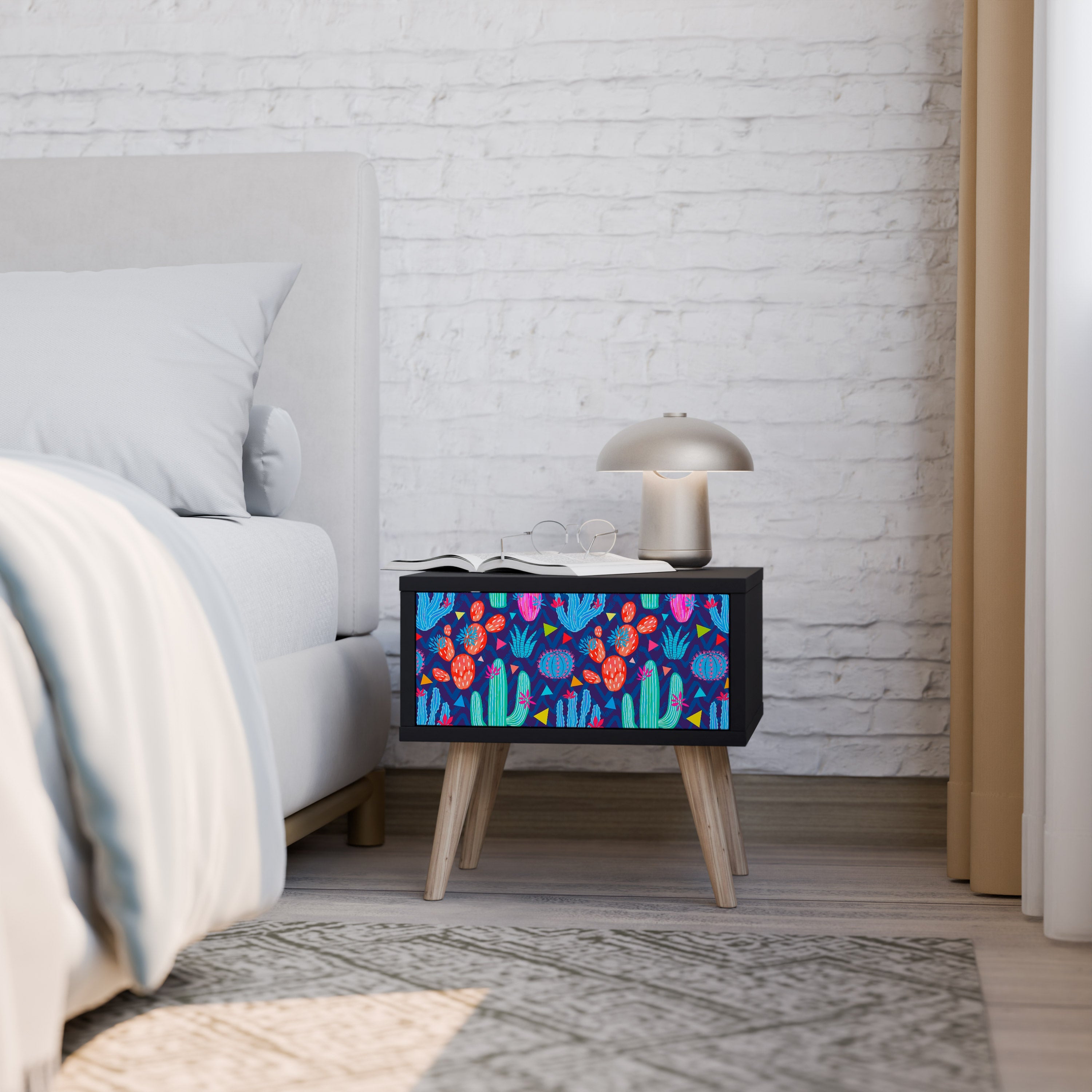 Table de chevet CACTUS VIBES en finition noire