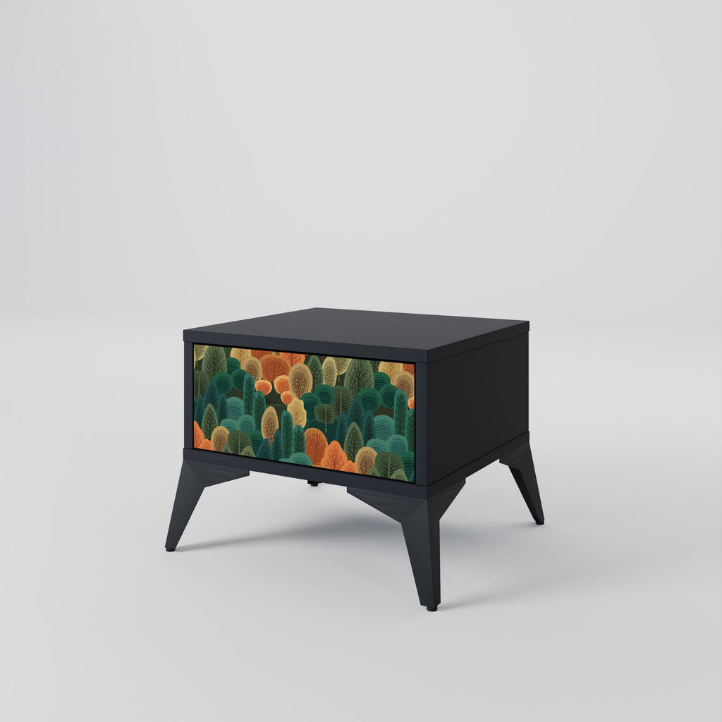 Table de chevet AUTUMN KALEIDOSCOPE en finition noire