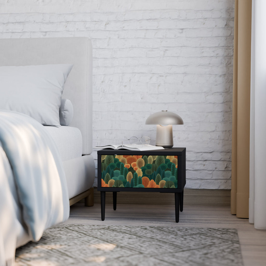 Table de chevet AUTUMN KALEIDOSCOPE en finition noire