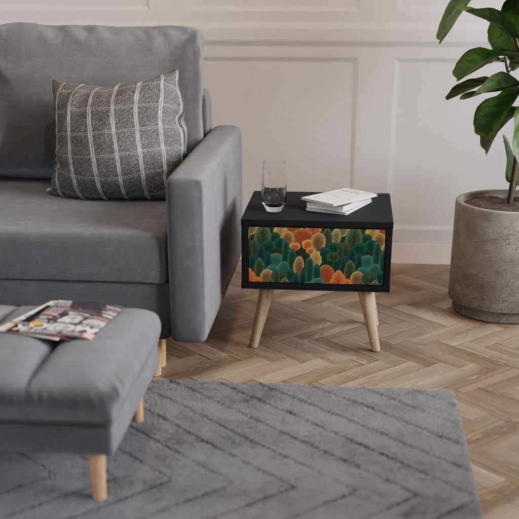 Table de chevet AUTUMN KALEIDOSCOPE en finition noire