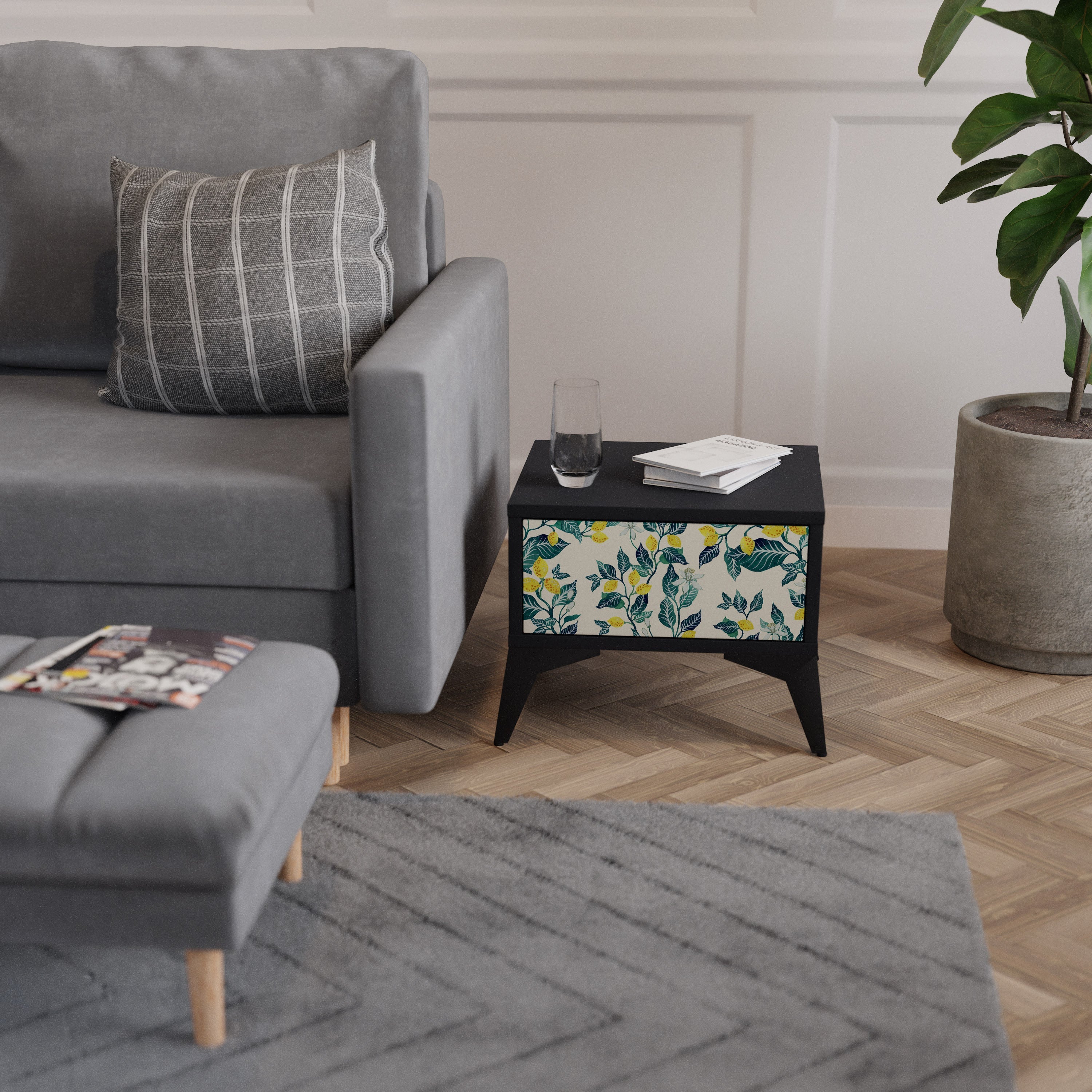 Table de chevet LEMON TREE en finition noire