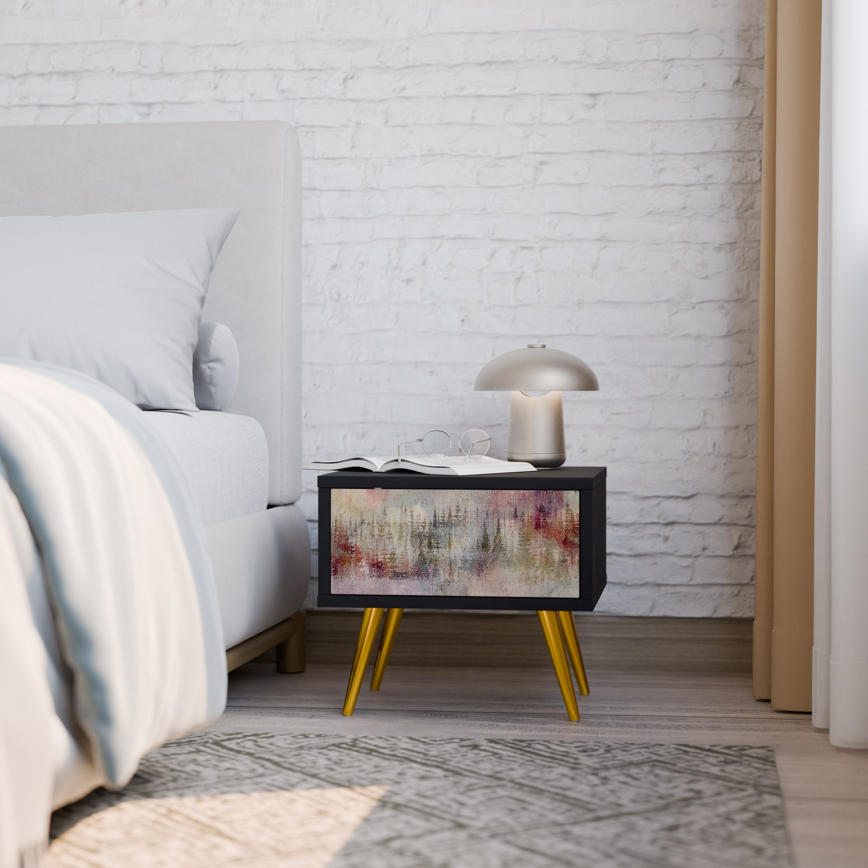 Table de chevet VEILED SUMMIT en finition noire