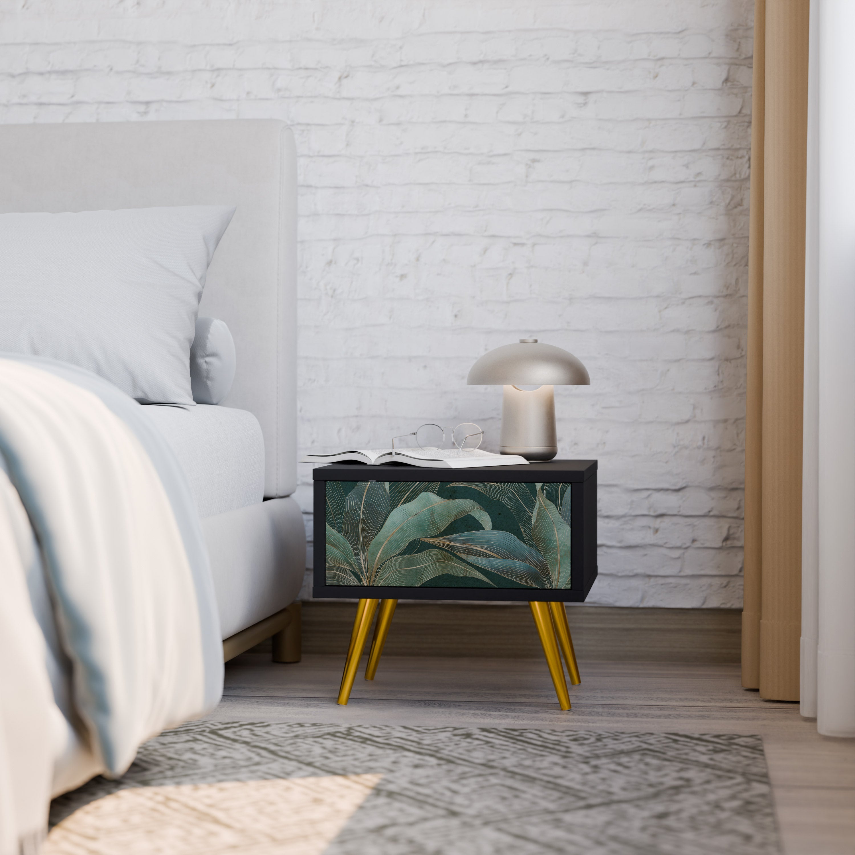 Table de chevet ROYAL GREEN en finition noire