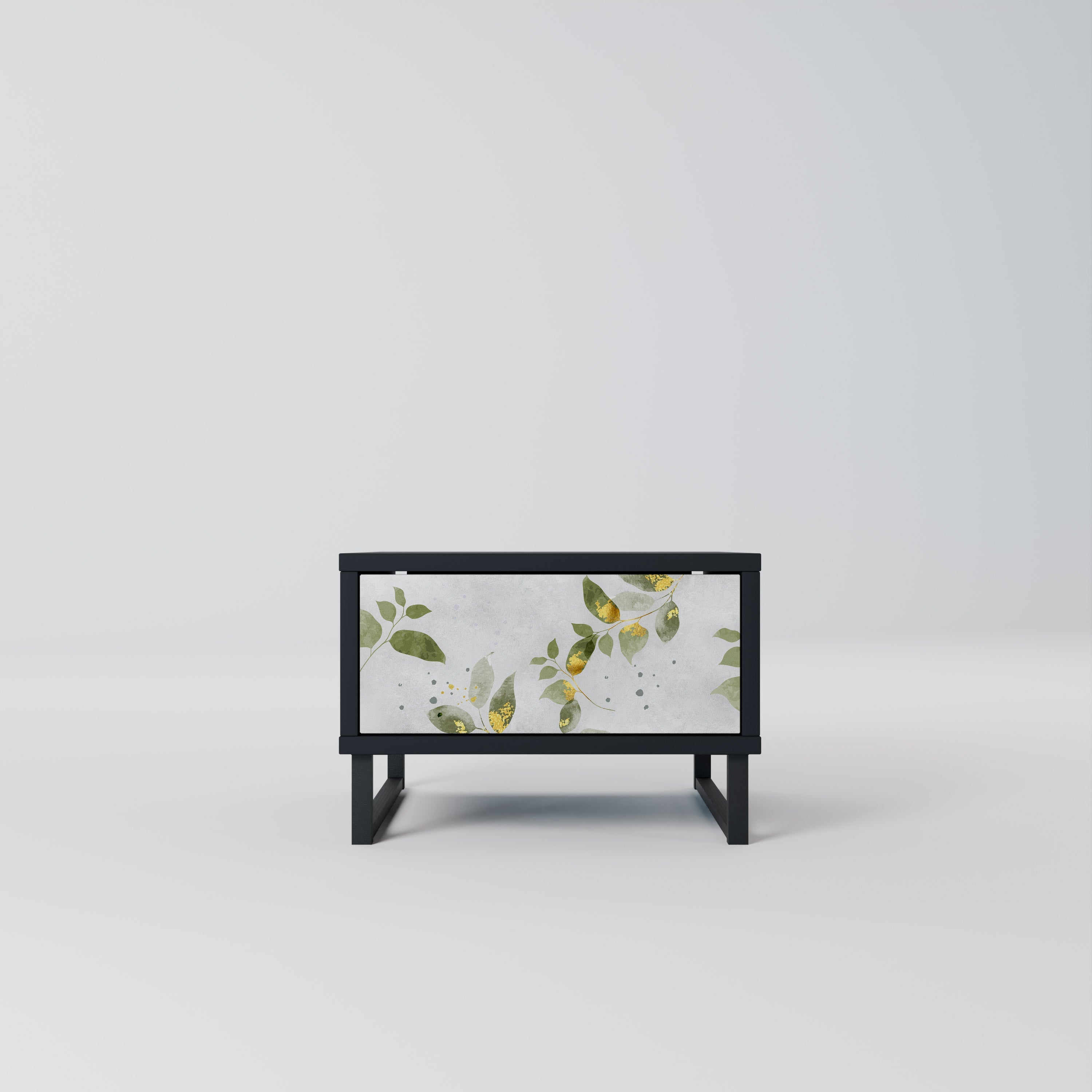Table de chevet ELEGANT BOTANICS en finition noire