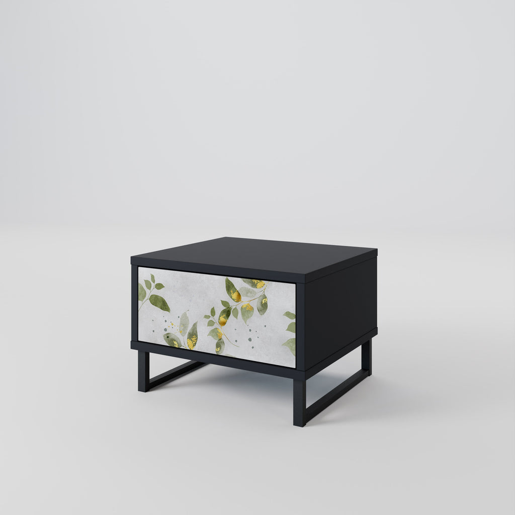 Table de chevet ELEGANT BOTANICS en finition noire