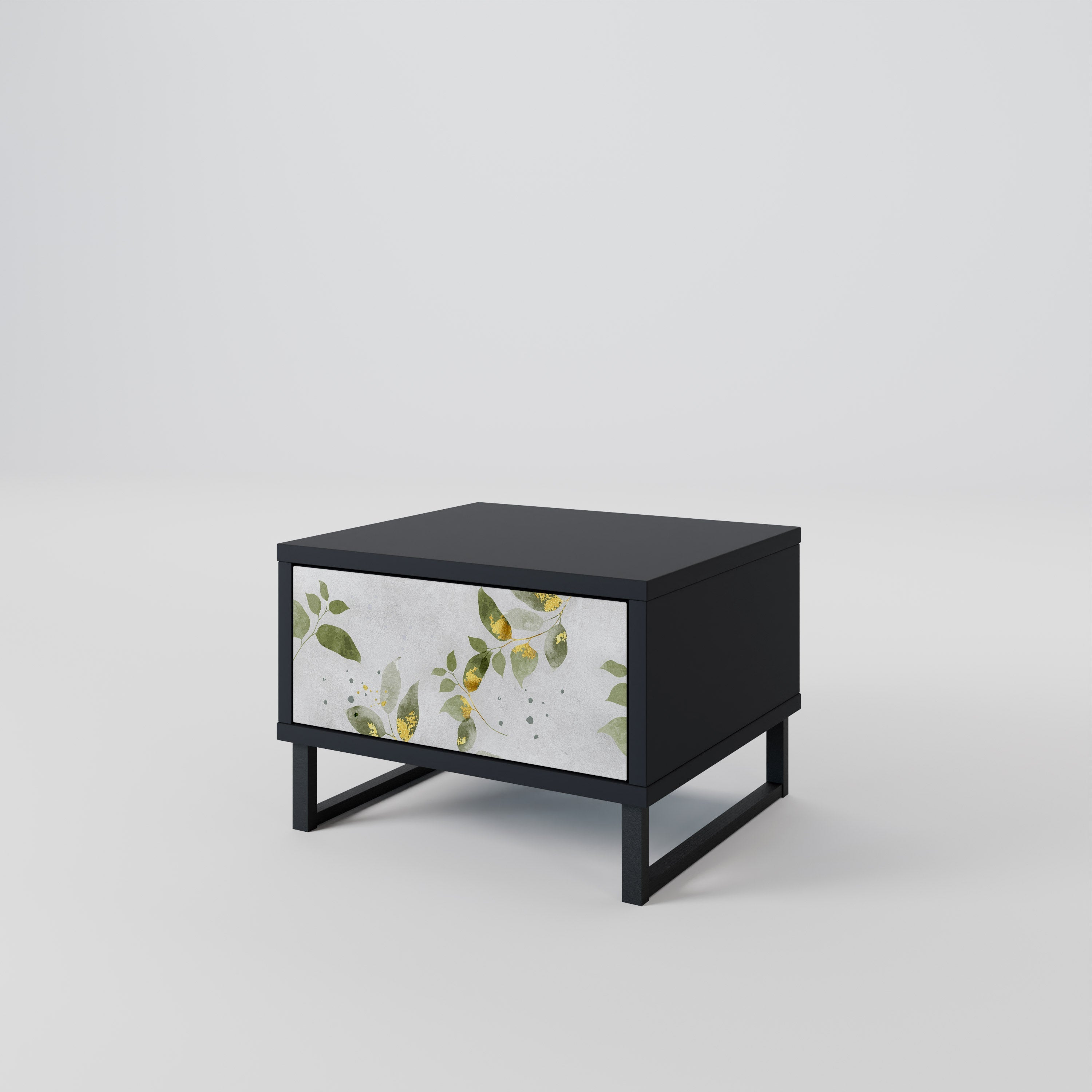 Table de chevet ELEGANT BOTANICS en finition noire