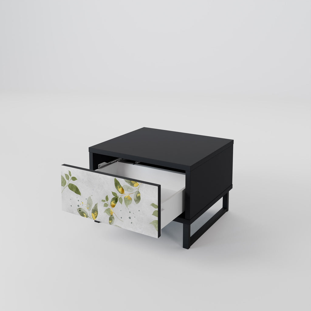Table de chevet ELEGANT BOTANICS en finition noire