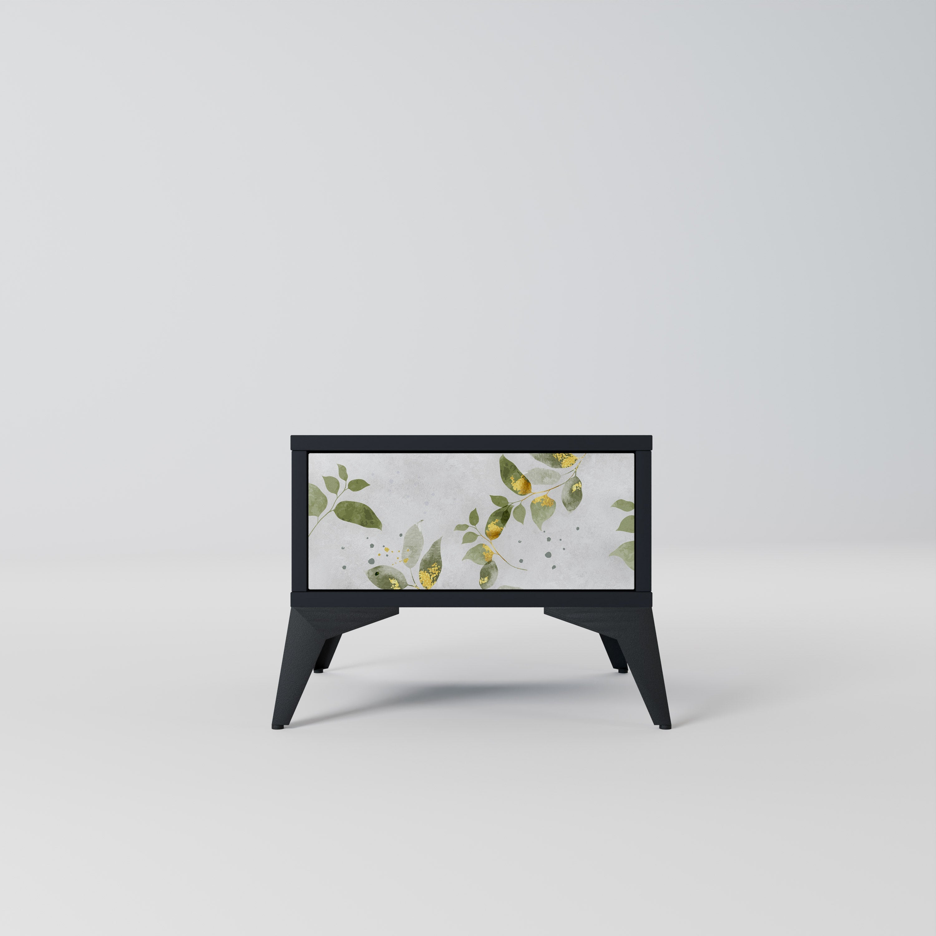 Table de chevet ELEGANT BOTANICS en finition noire