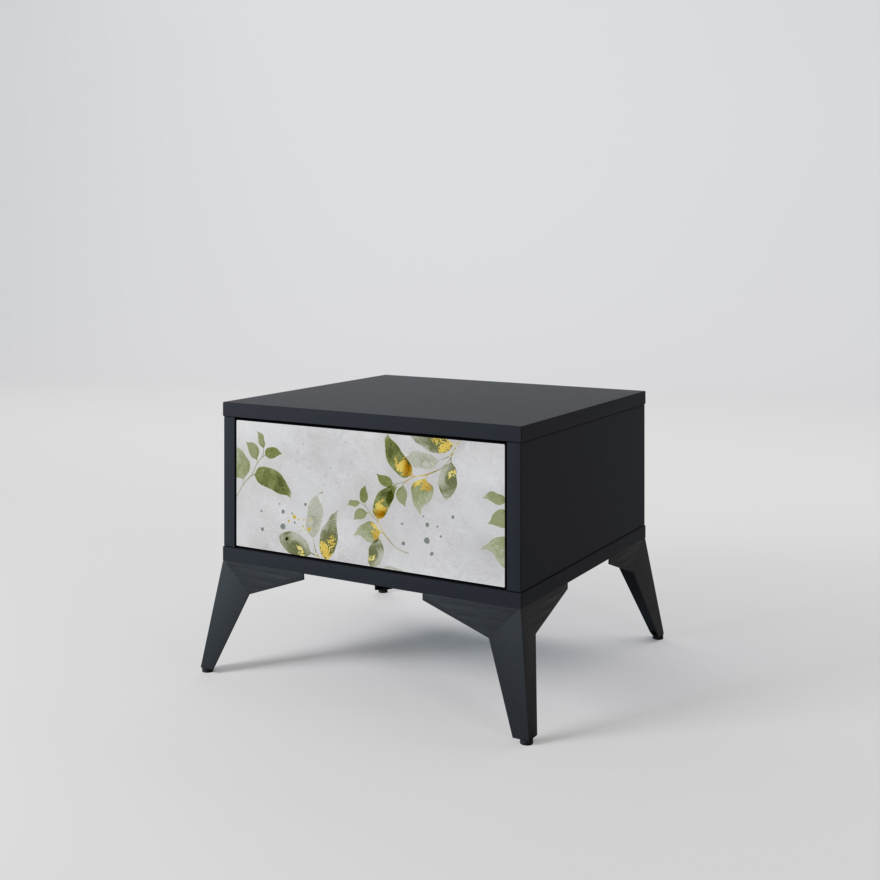Table de chevet ELEGANT BOTANICS en finition noire