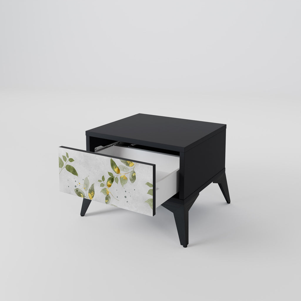 Table de chevet ELEGANT BOTANICS en finition noire