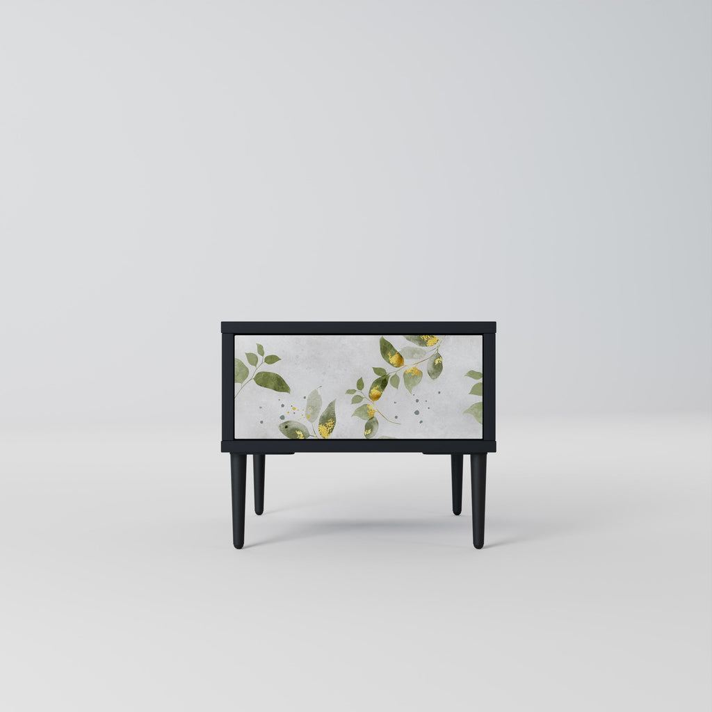 Table de chevet ELEGANT BOTANICS en finition noire