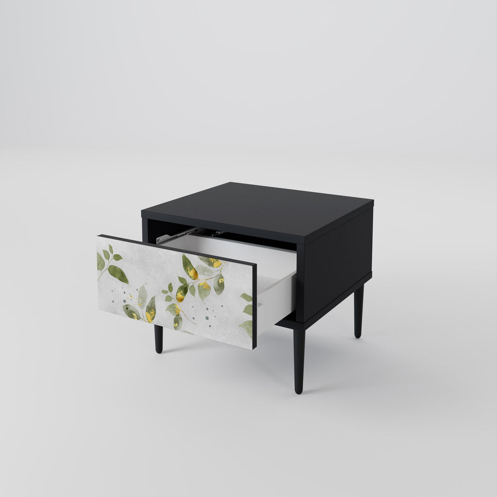 Table de chevet ELEGANT BOTANICS en finition noire