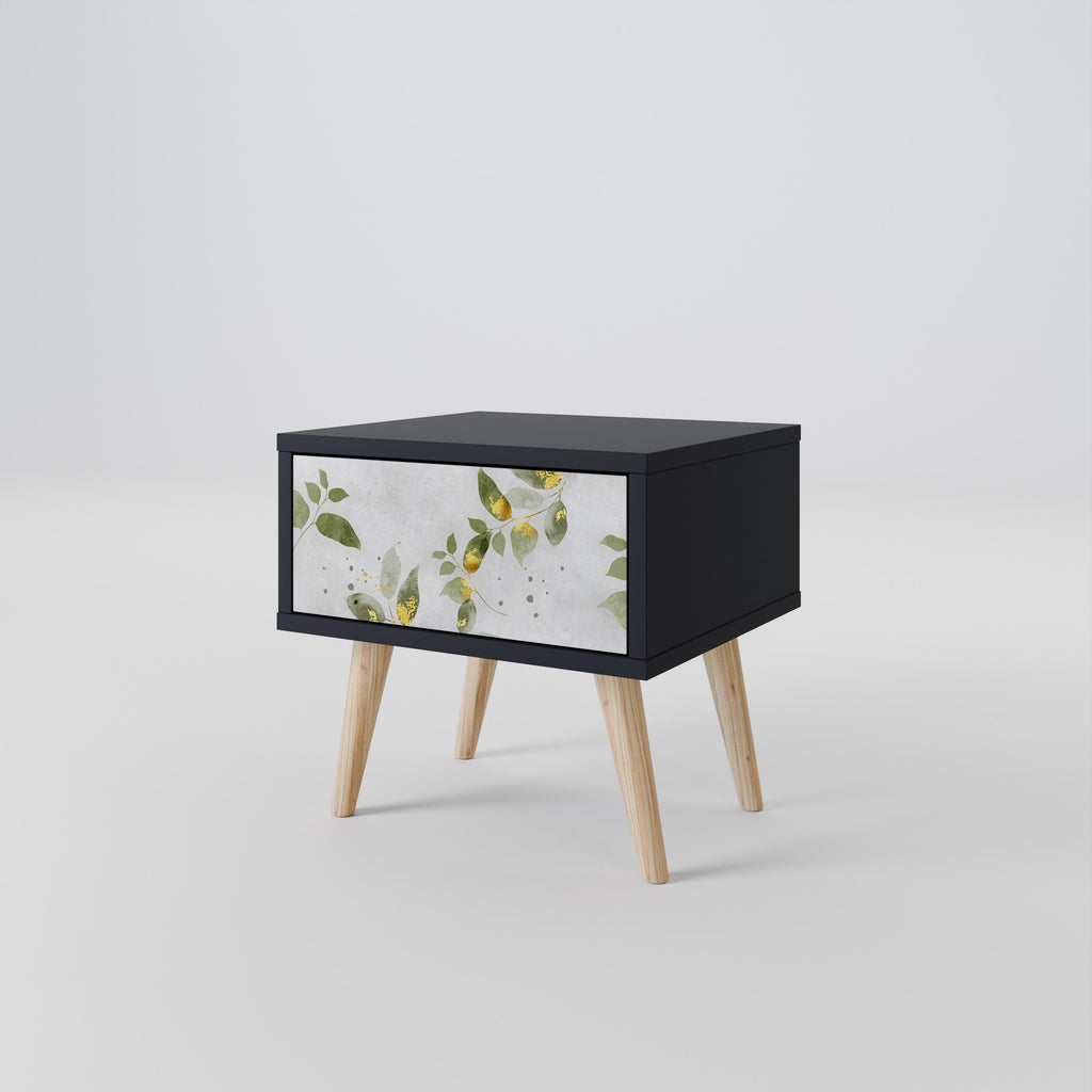 Table de chevet ELEGANT BOTANICS en finition noire