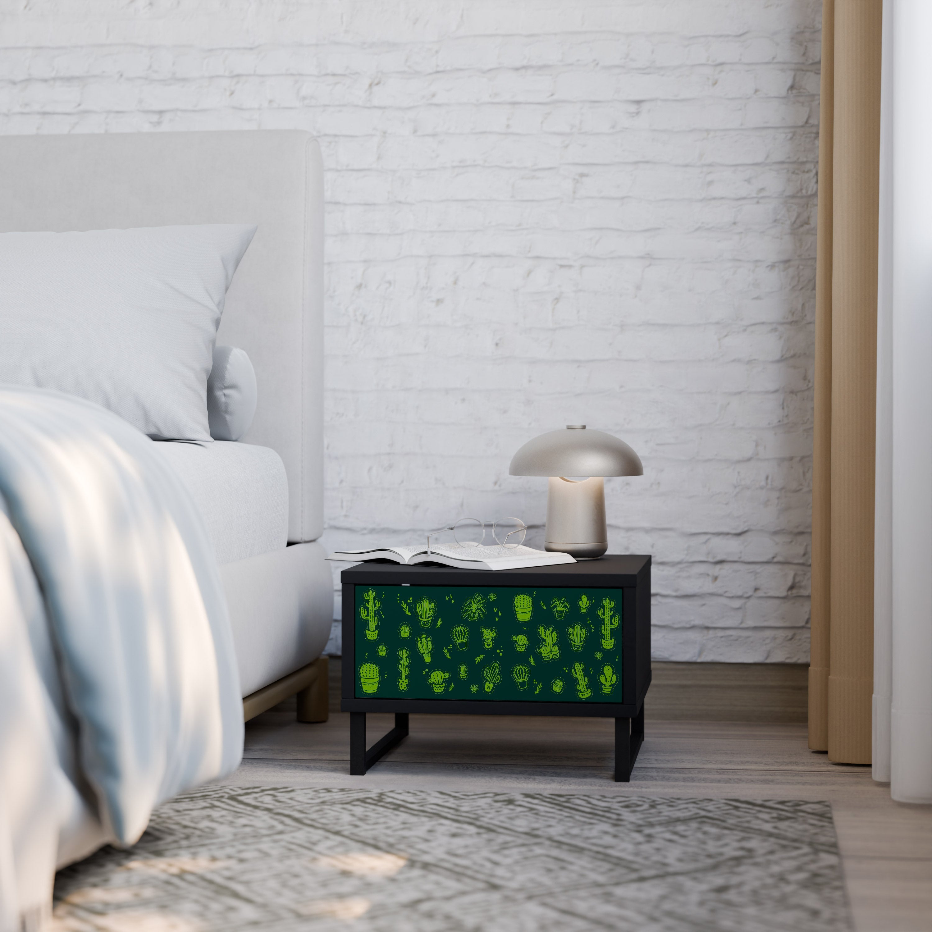 Table de chevet DESERT GREEN en finition noire