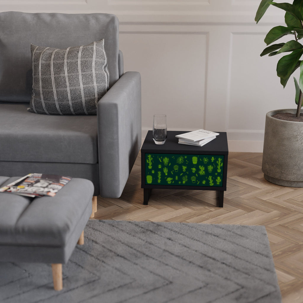 Table de chevet DESERT GREEN en finition noire