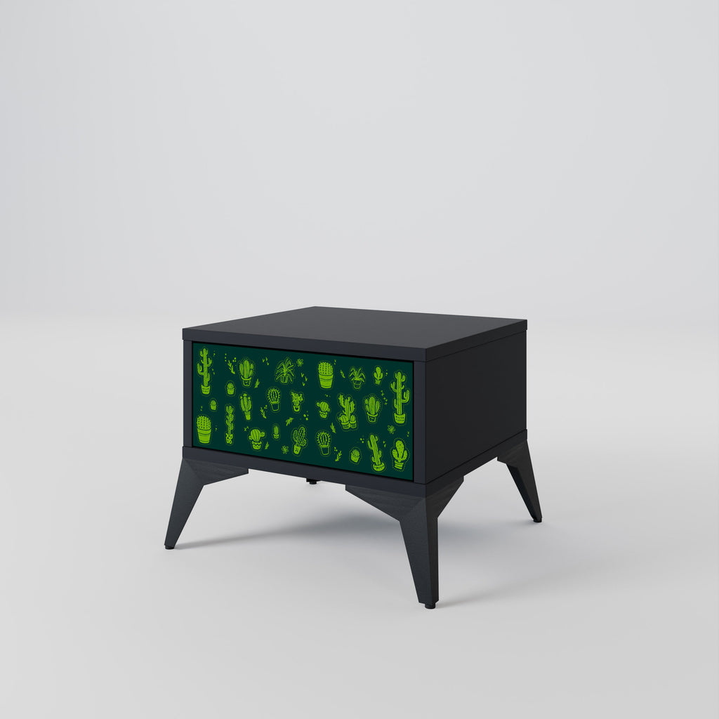 Table de chevet DESERT GREEN en finition noire