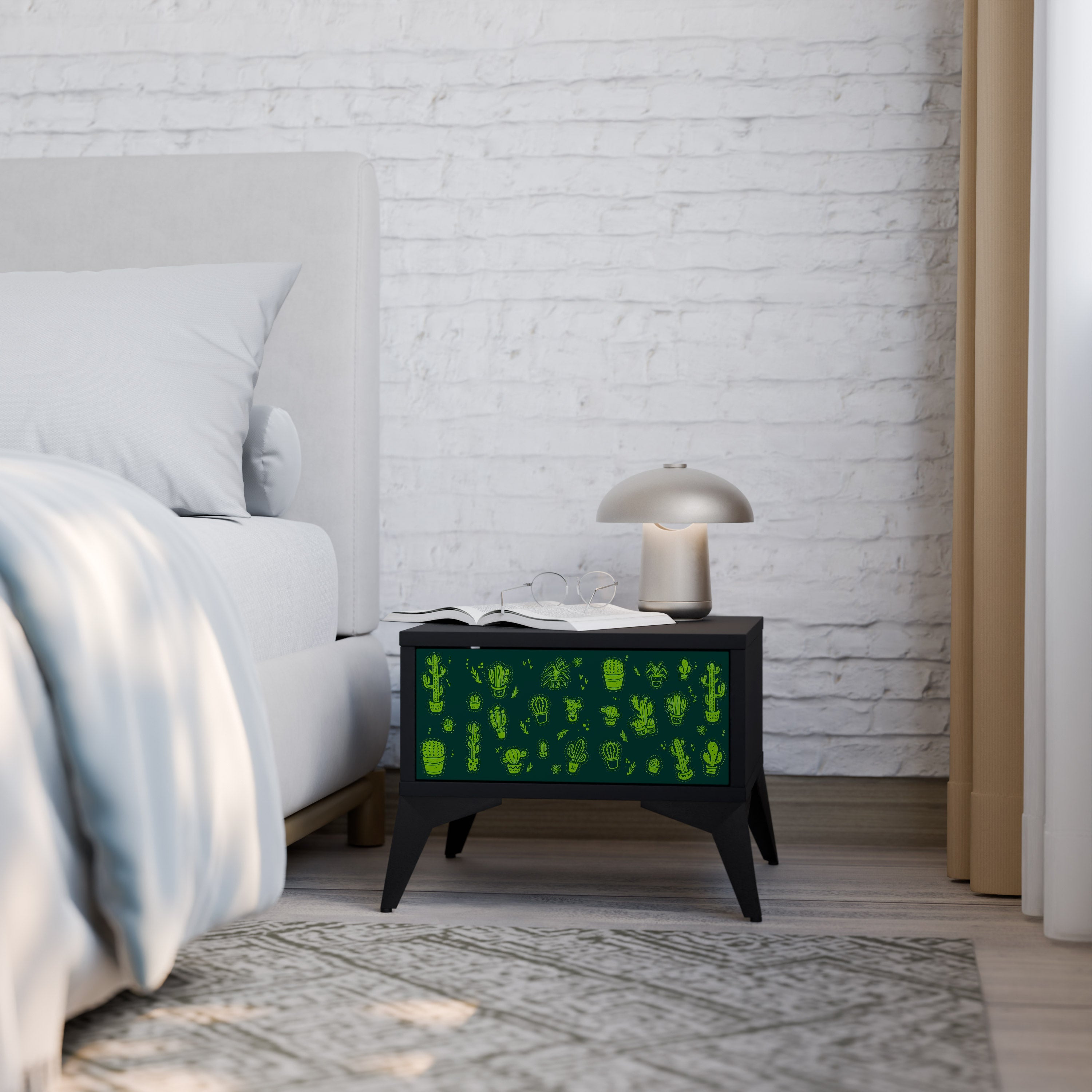 Table de chevet DESERT GREEN en finition noire