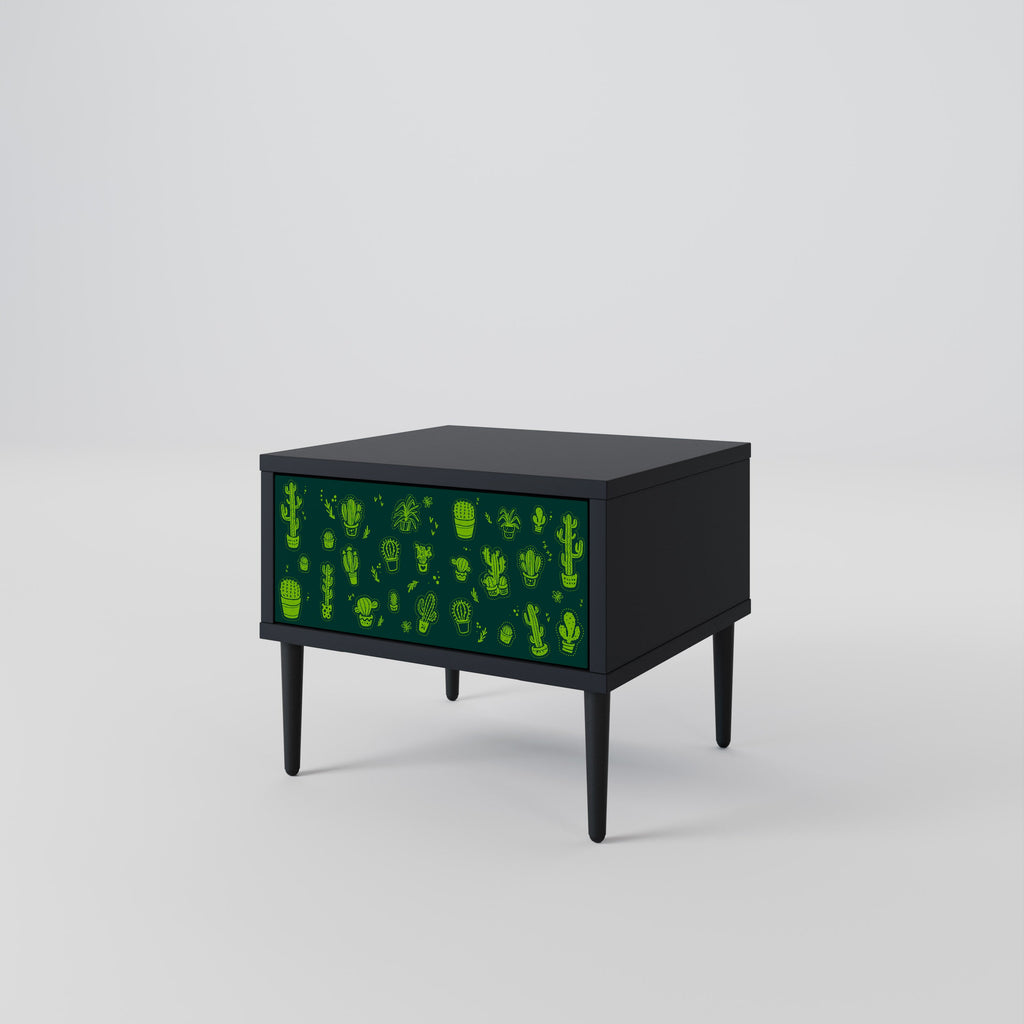 Table de chevet DESERT GREEN en finition noire