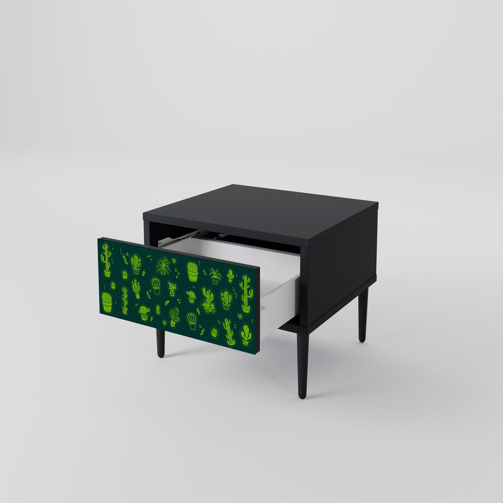 Table de chevet DESERT GREEN en finition noire