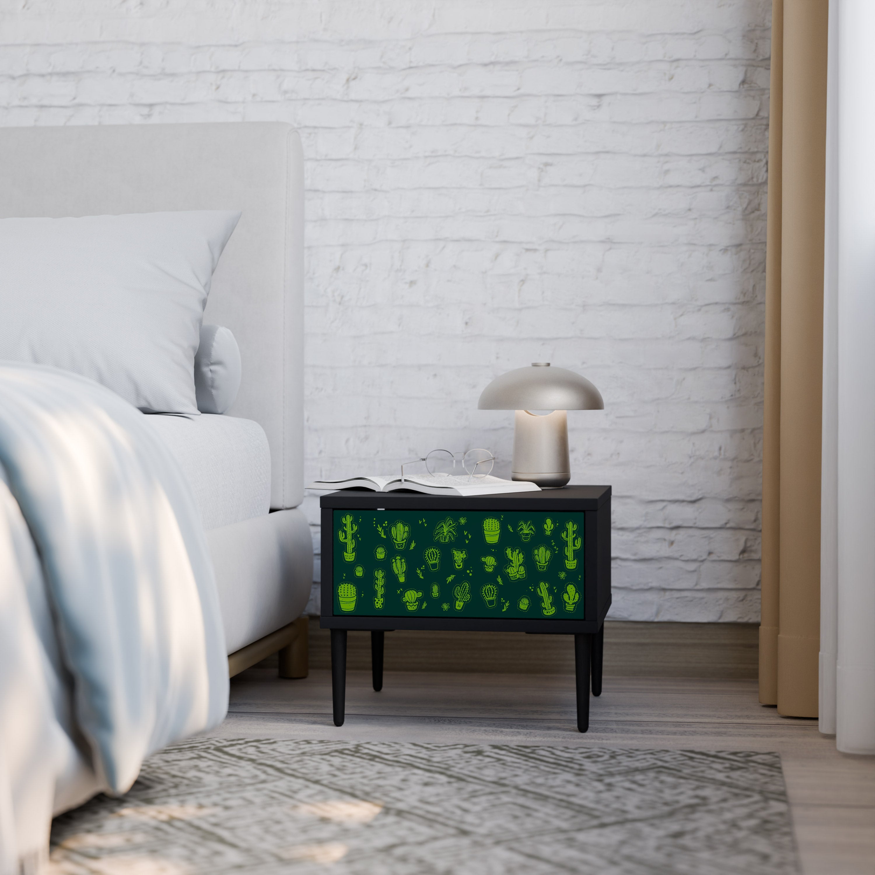 Table de chevet DESERT GREEN en finition noire