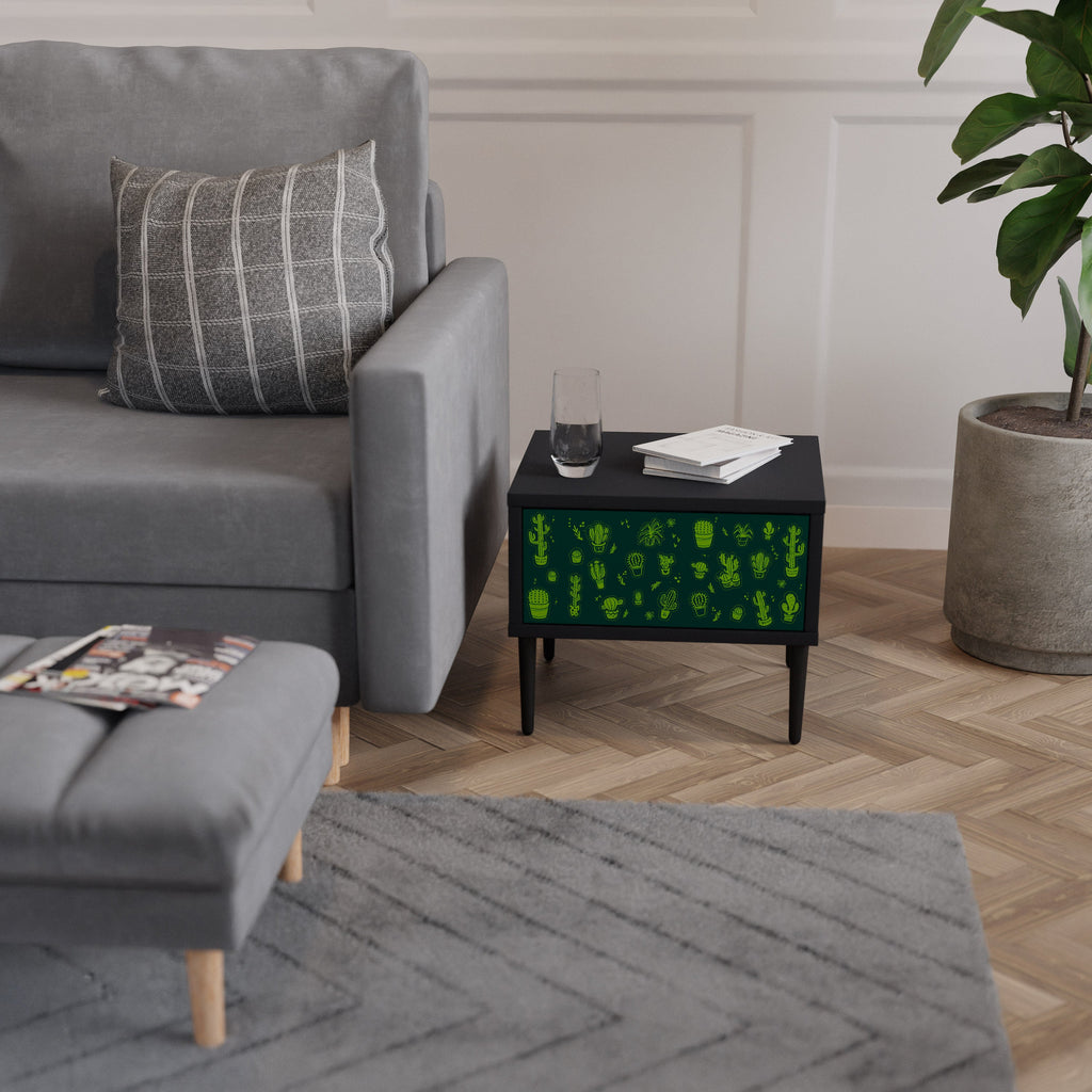 Table de chevet DESERT GREEN en finition noire