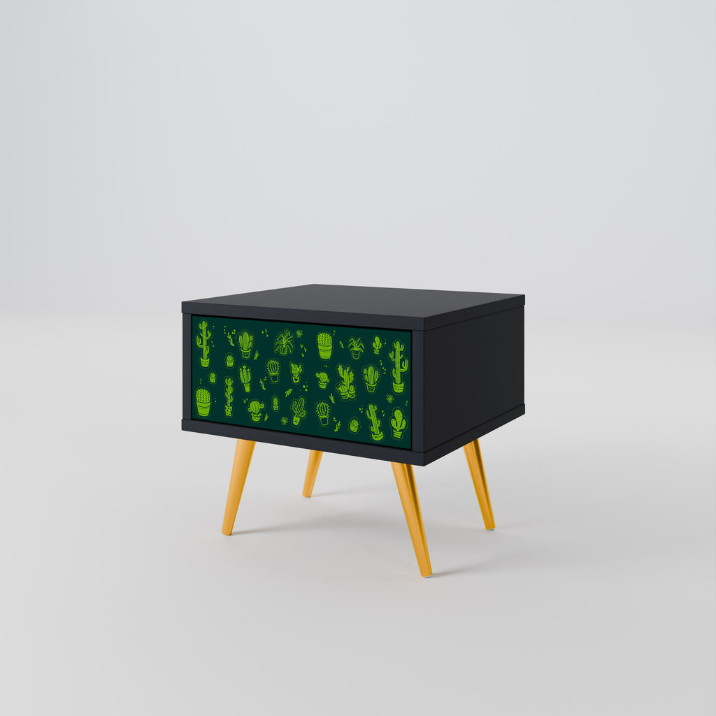 Table de chevet DESERT GREEN en finition noire