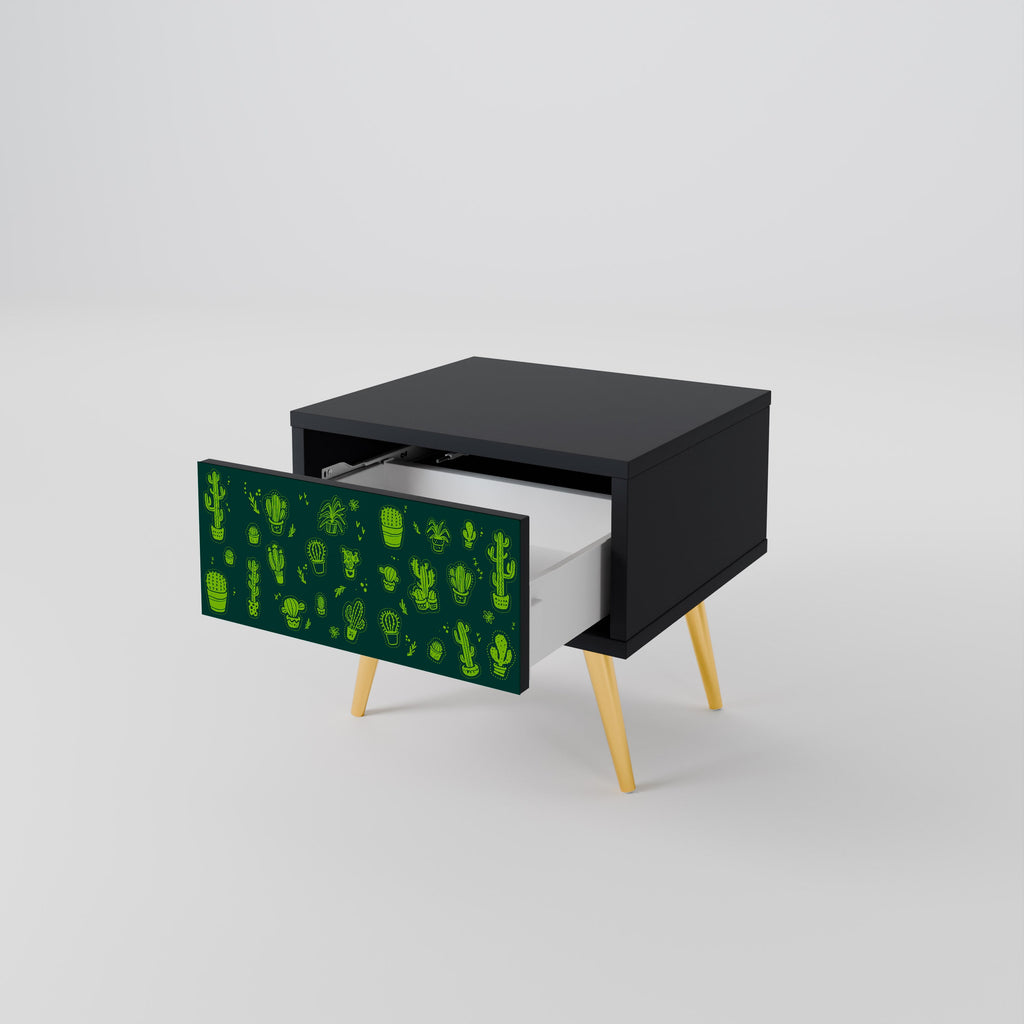 Table de chevet DESERT GREEN en finition noire