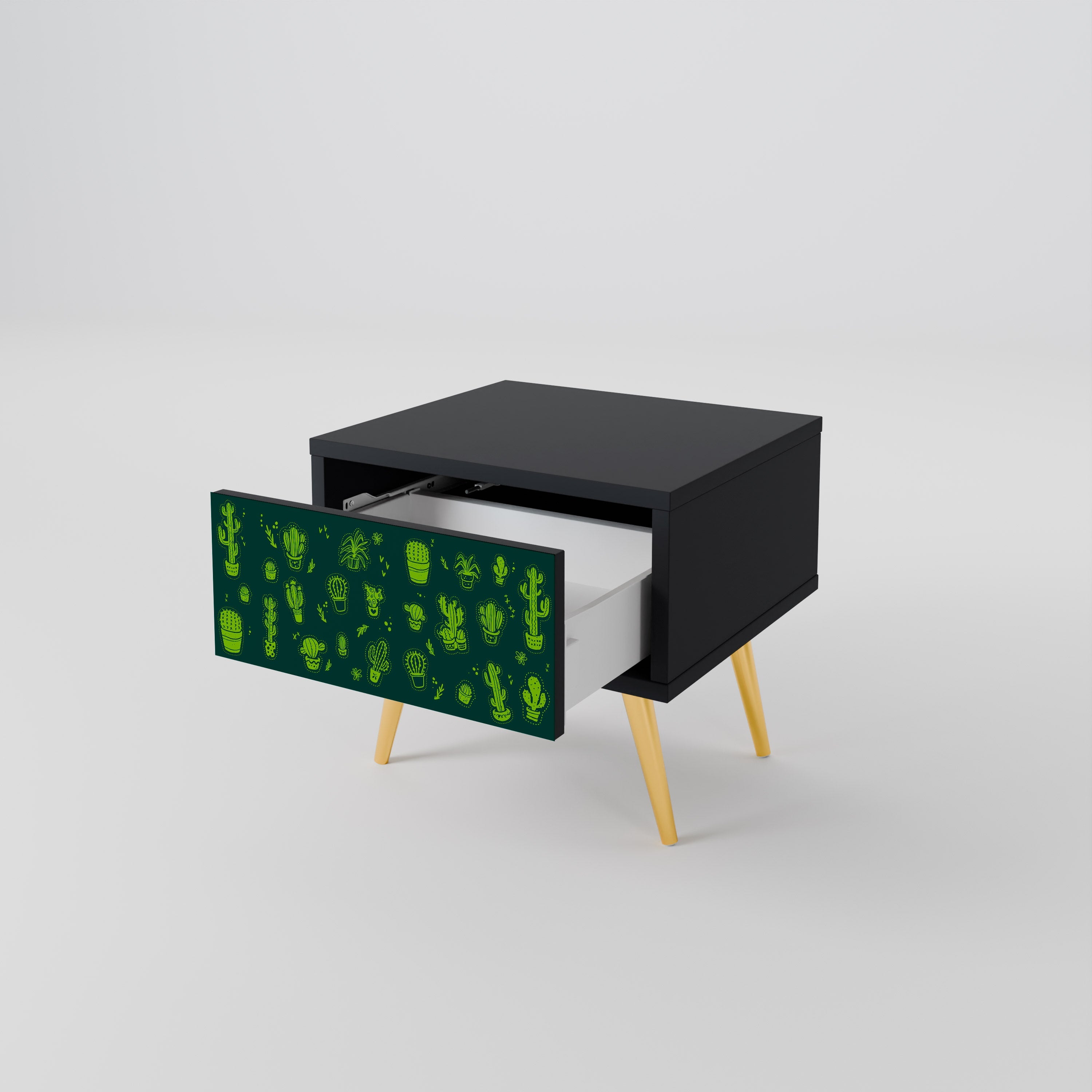 Table de chevet DESERT GREEN en finition noire