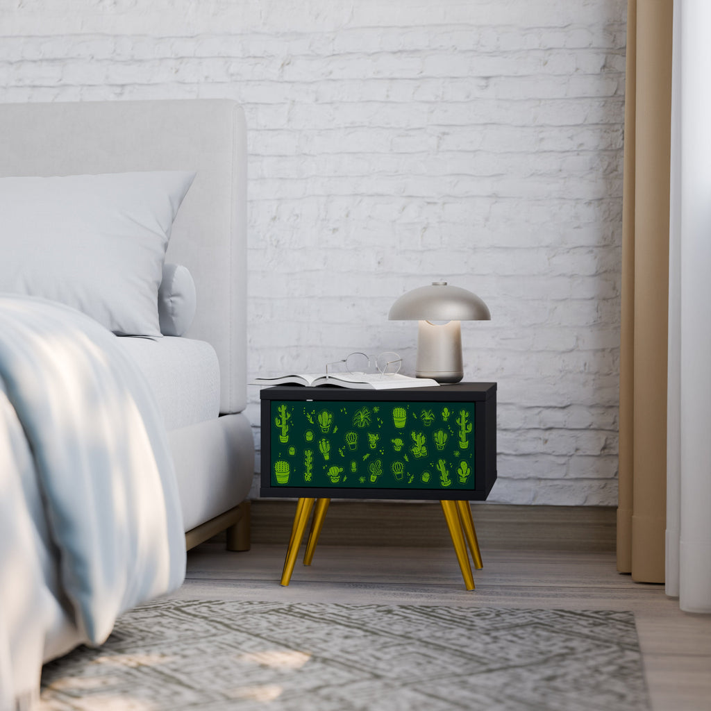 Table de chevet DESERT GREEN en finition noire
