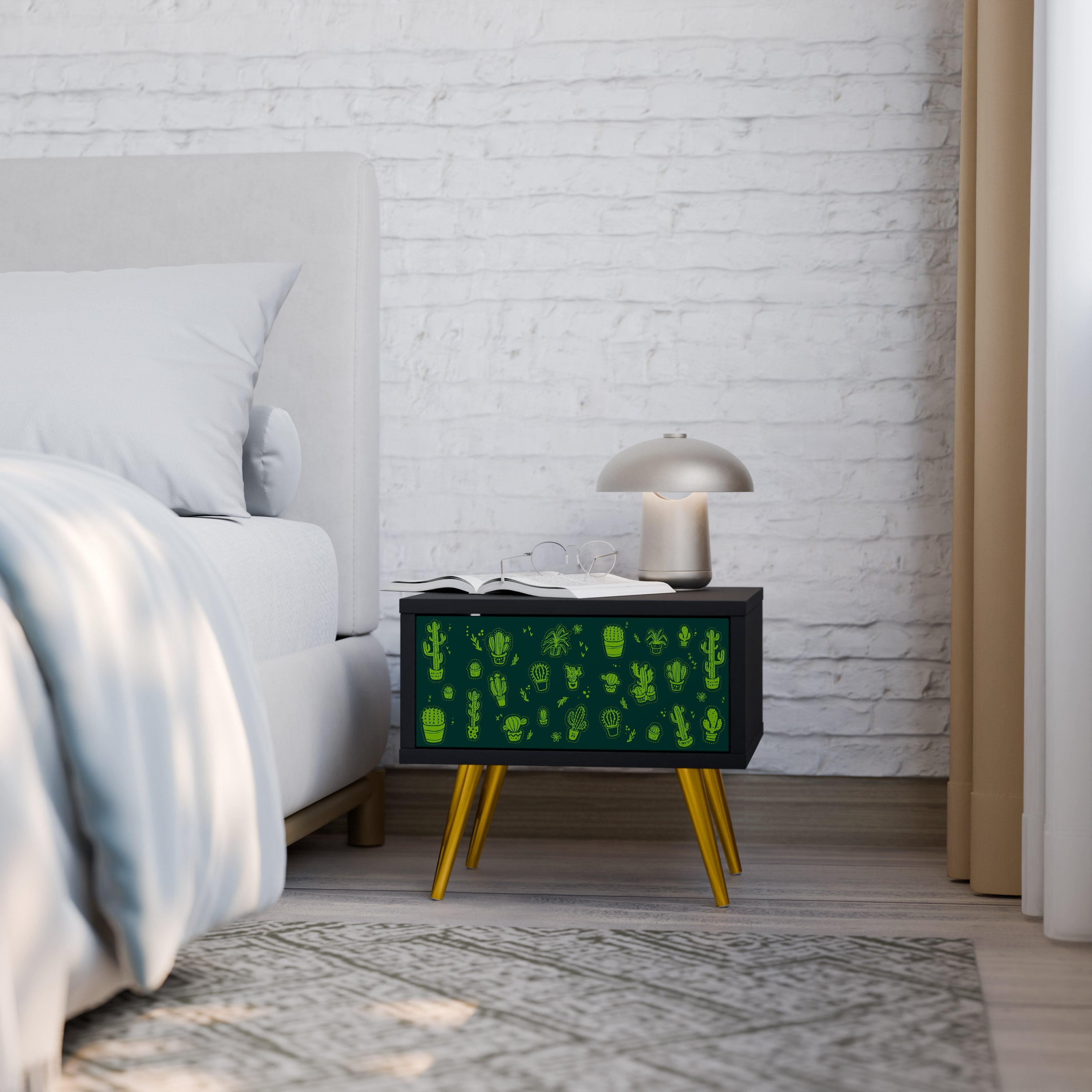 Table de chevet DESERT GREEN en finition noire