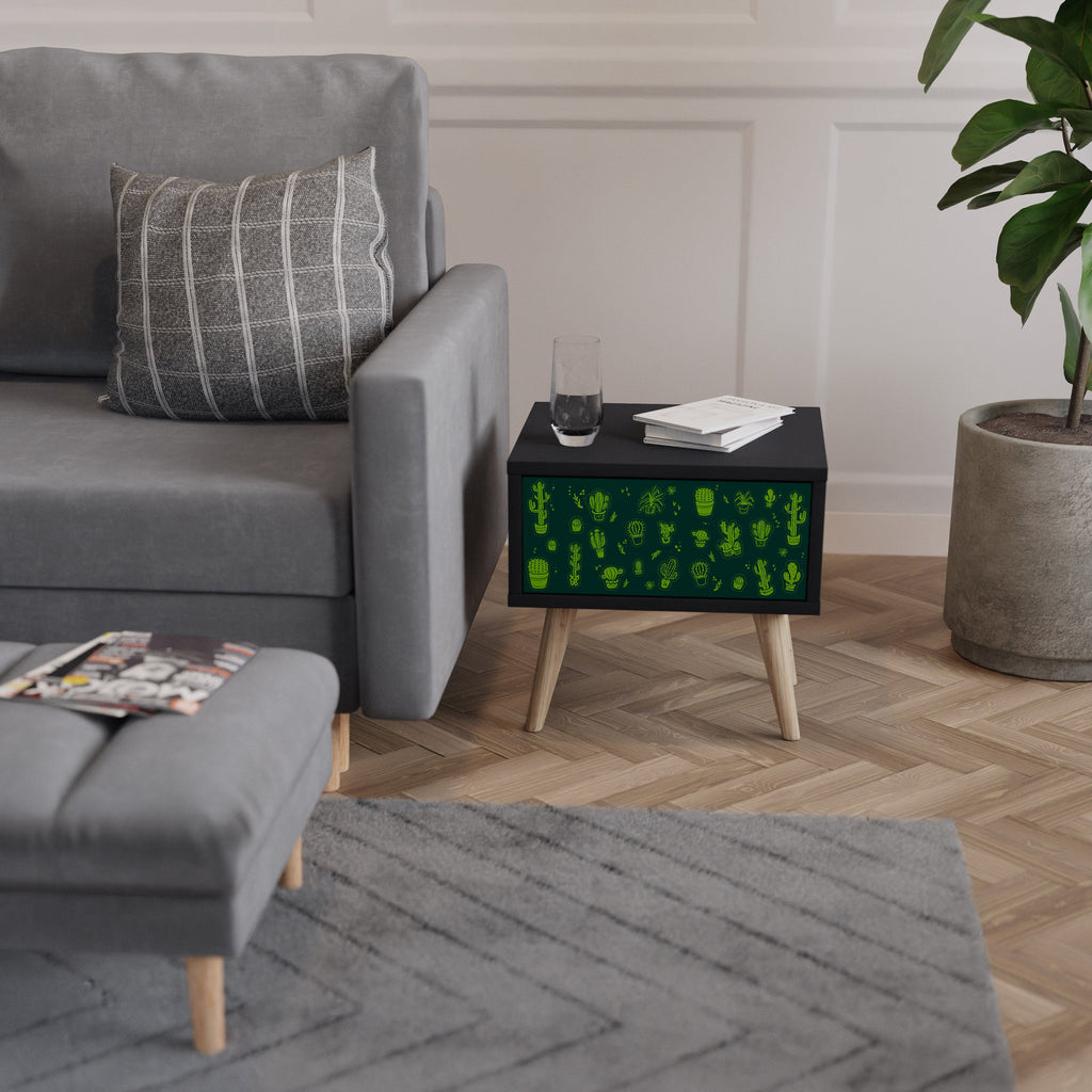 Table de chevet DESERT GREEN en finition noire