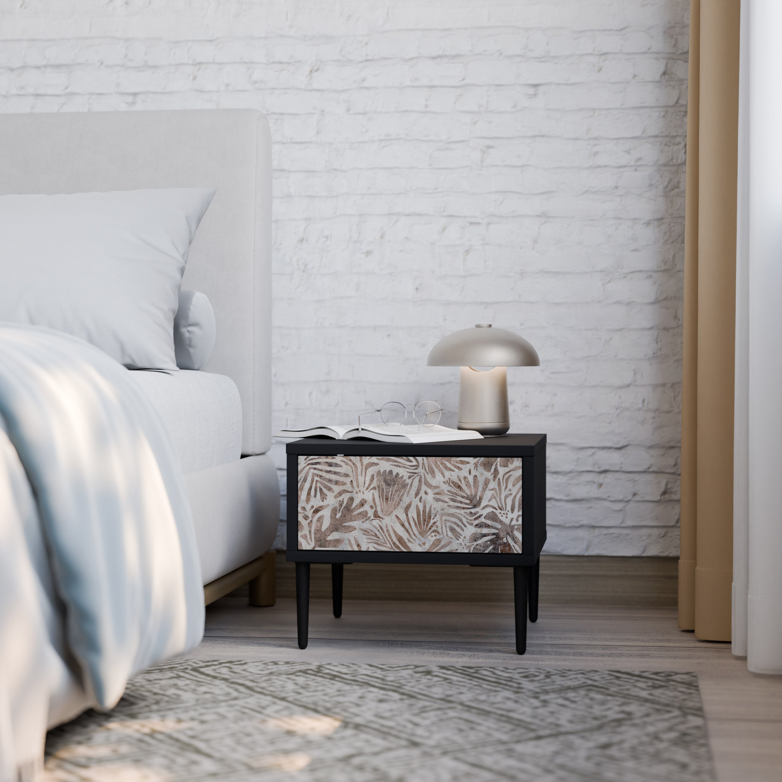 Table de chevet PASSING TIME en finition noire