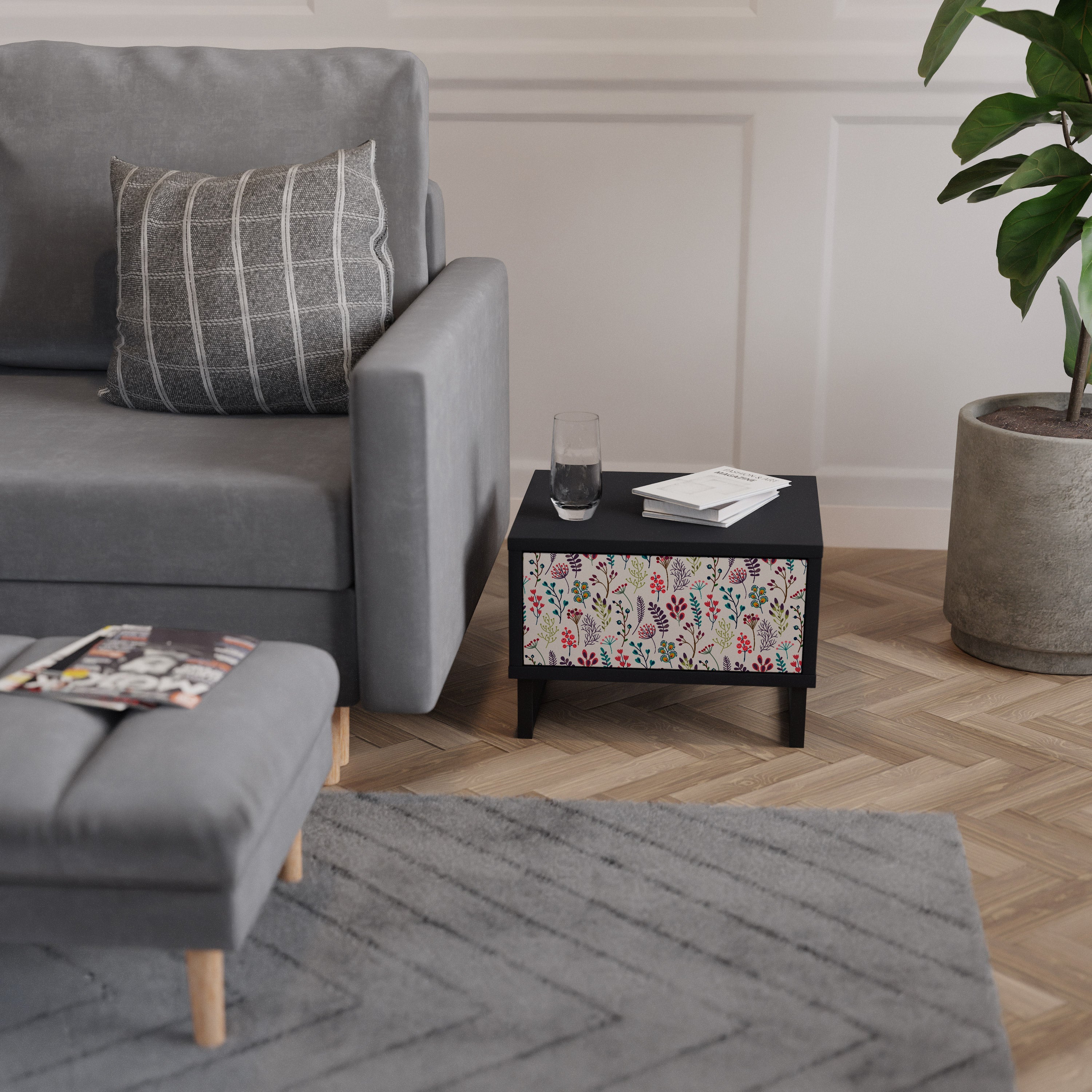 Table de chevet AUTUMN SUNDRIES en finition noire