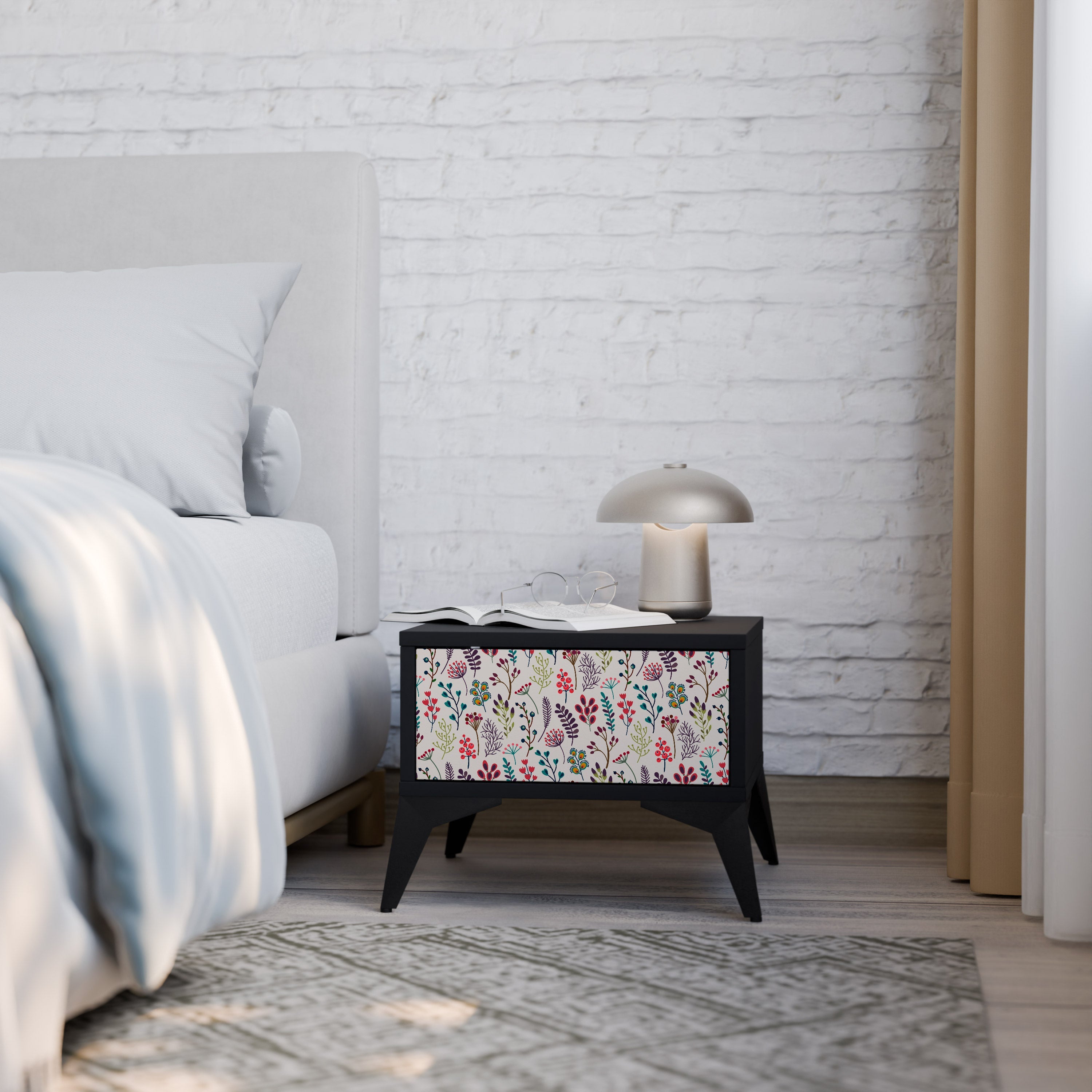 Table de chevet AUTUMN SUNDRIES en finition noire