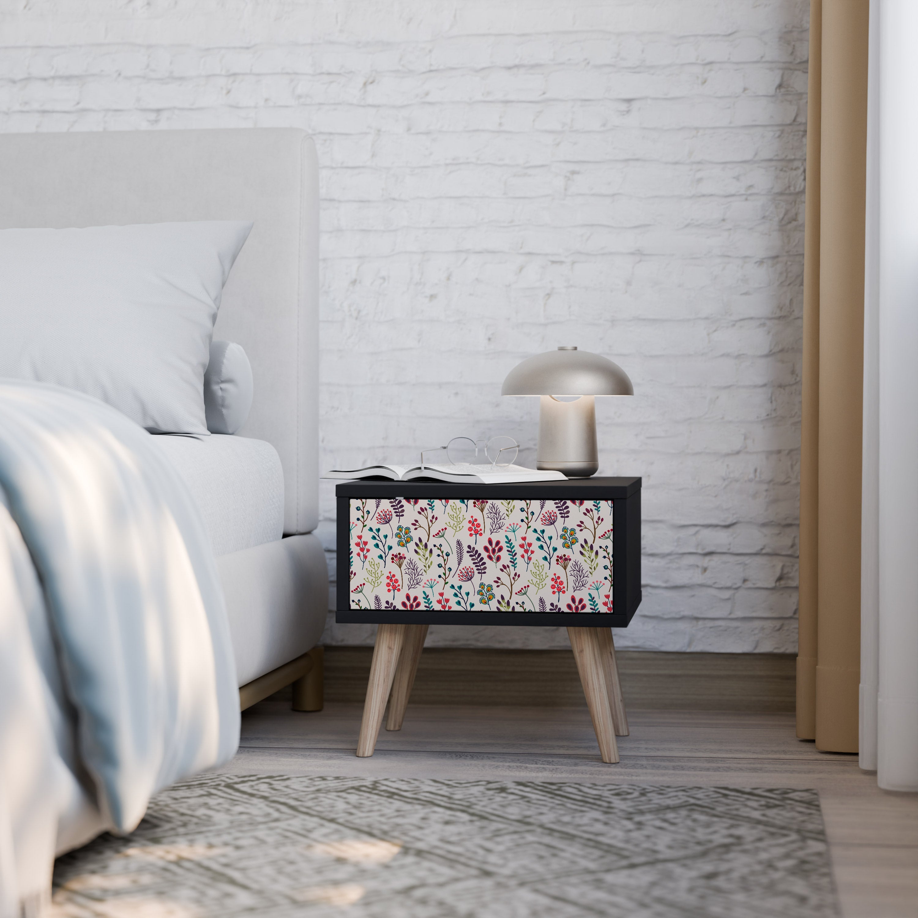 Table de chevet AUTUMN SUNDRIES en finition noire