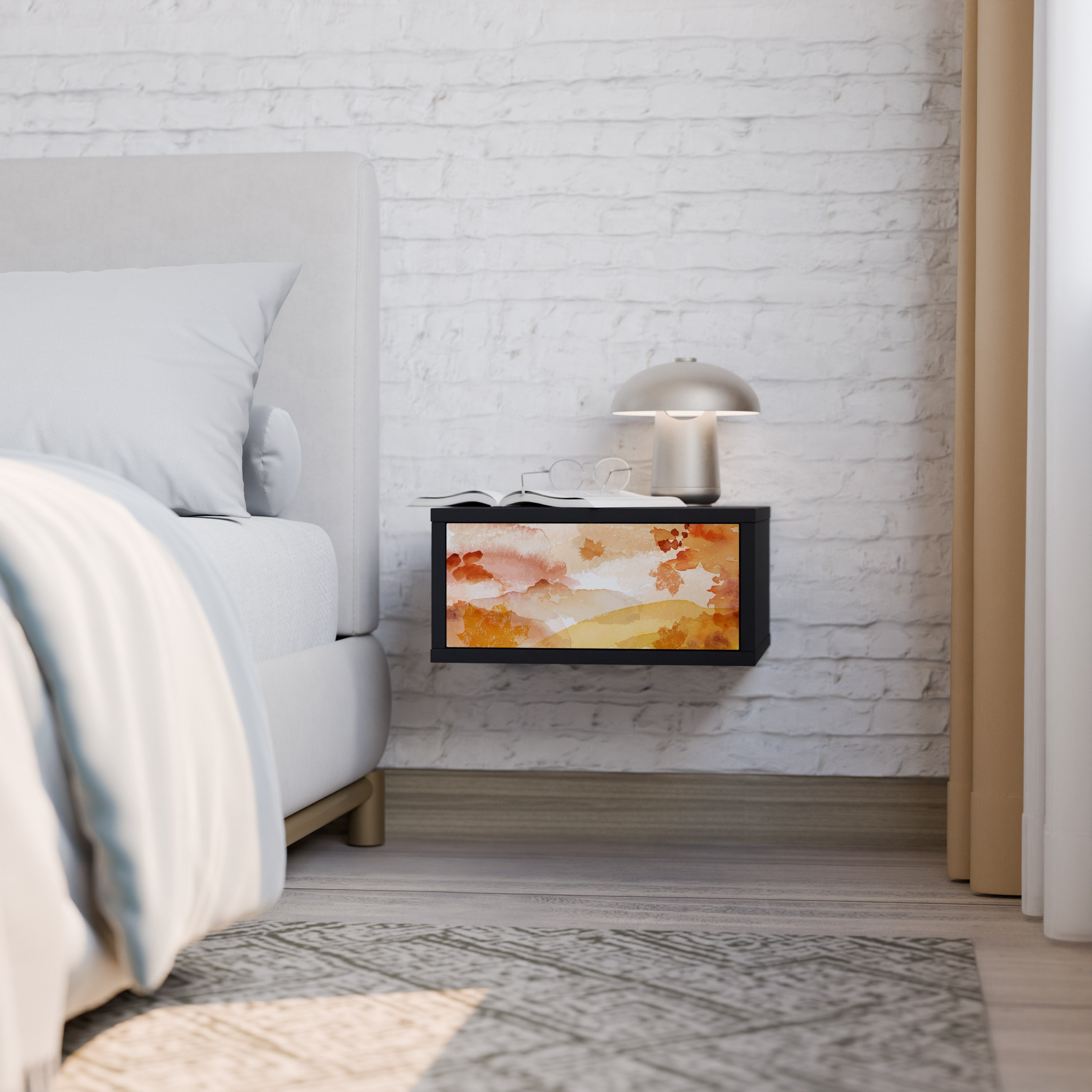 Table de chevet TRACES OF AUTUMN en finition noire