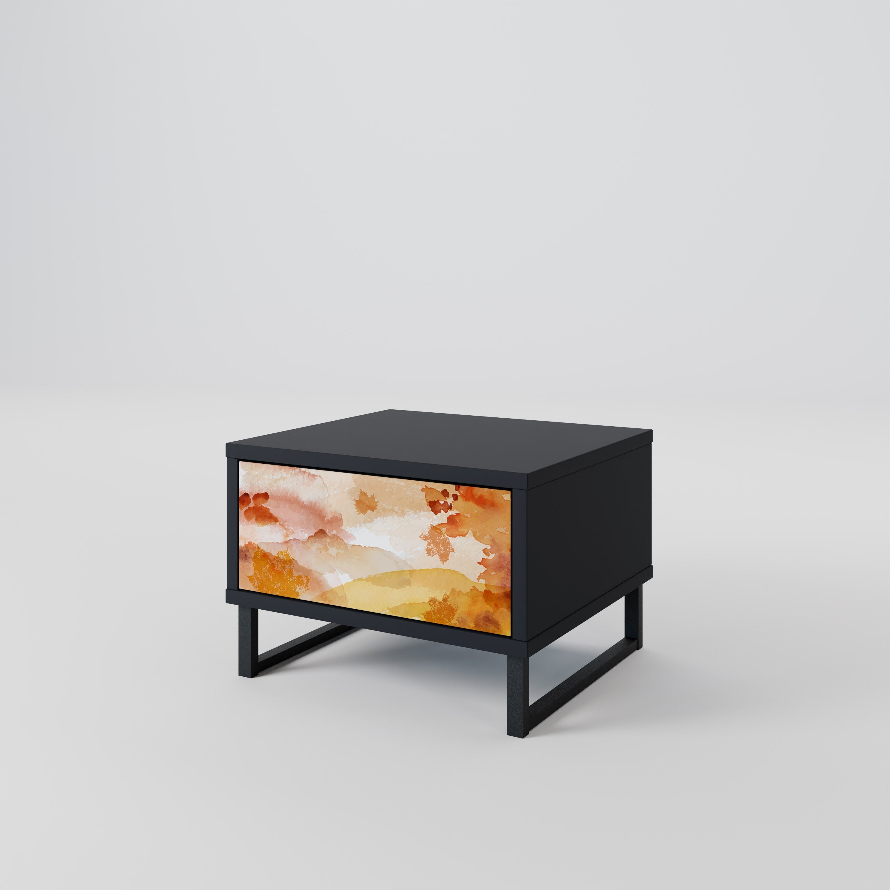 Table de chevet TRACES OF AUTUMN en finition noire