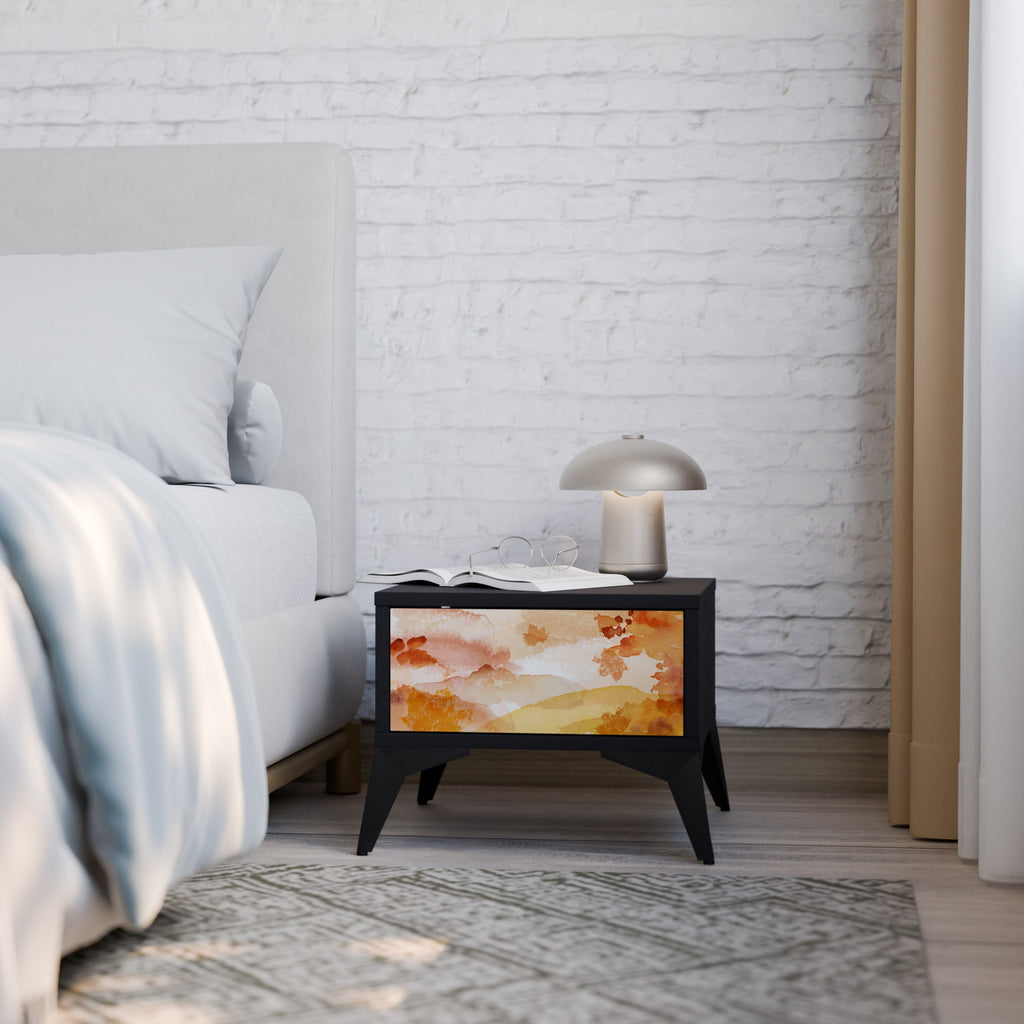 Table de chevet TRACES OF AUTUMN en finition noire