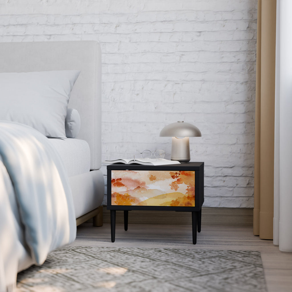 Table de chevet TRACES OF AUTUMN en finition noire