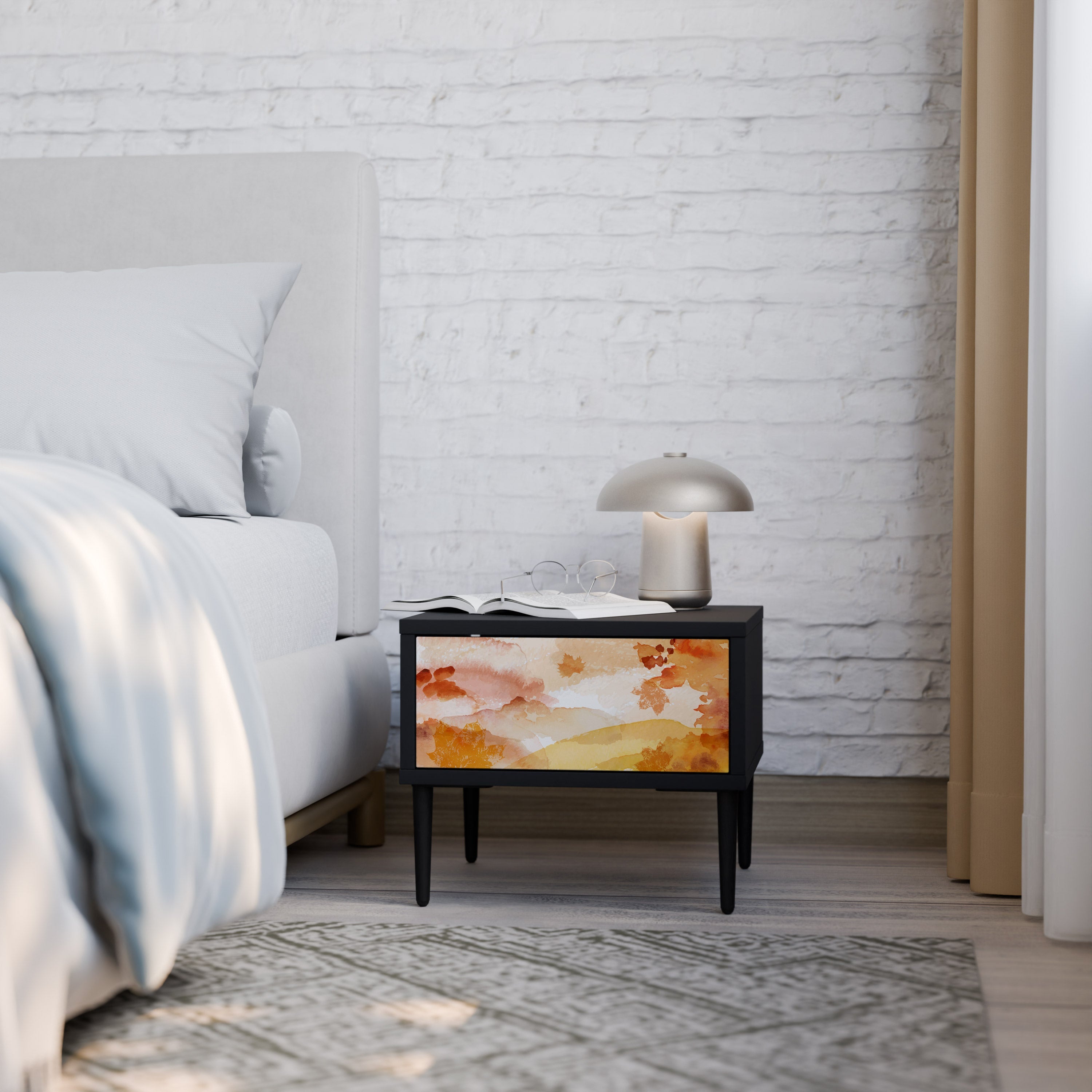 Table de chevet TRACES OF AUTUMN en finition noire