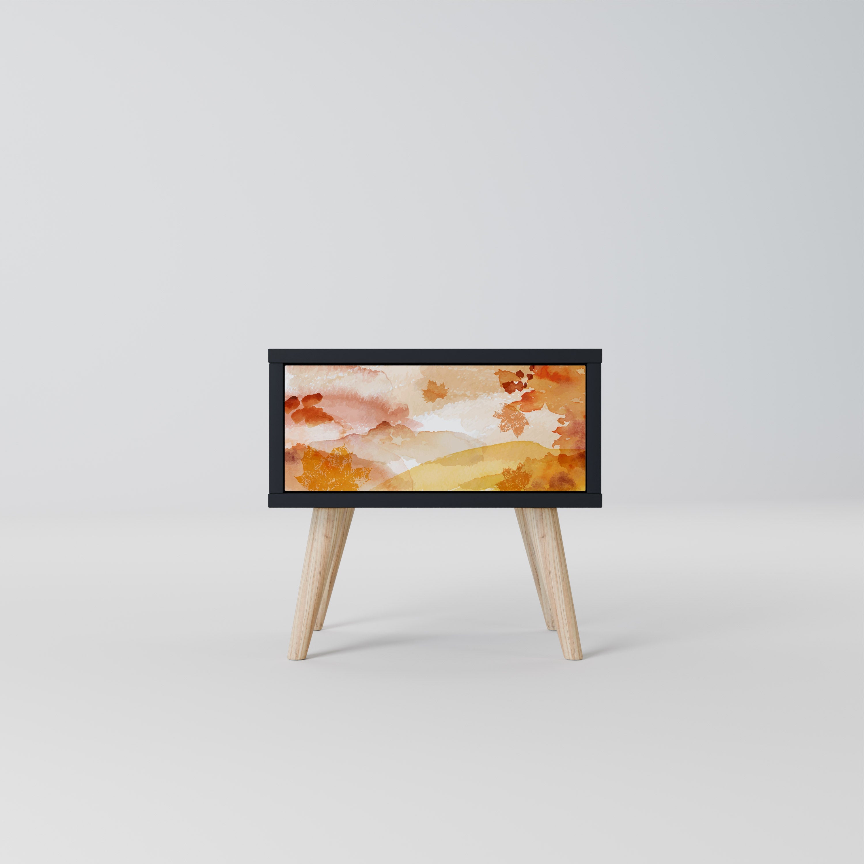 Table de chevet TRACES OF AUTUMN en finition noire