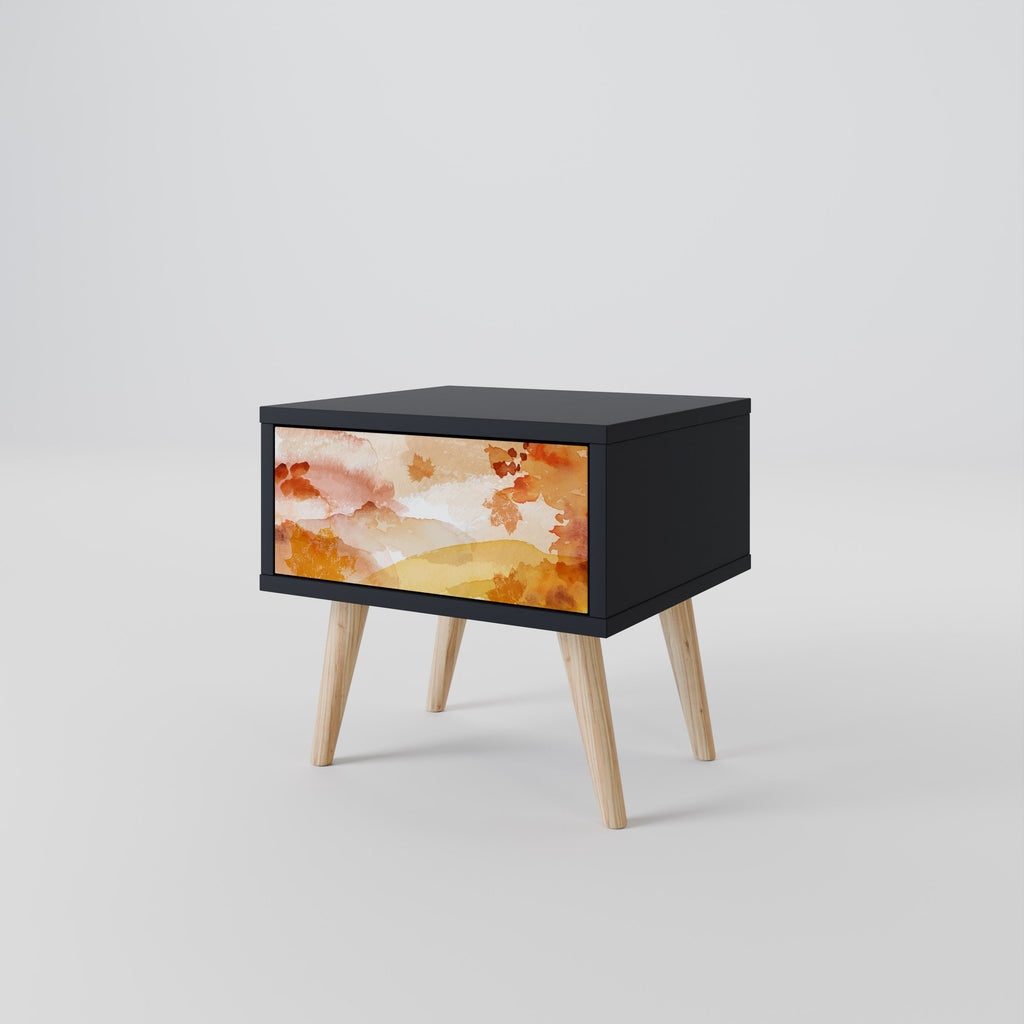 Table de chevet TRACES OF AUTUMN en finition noire