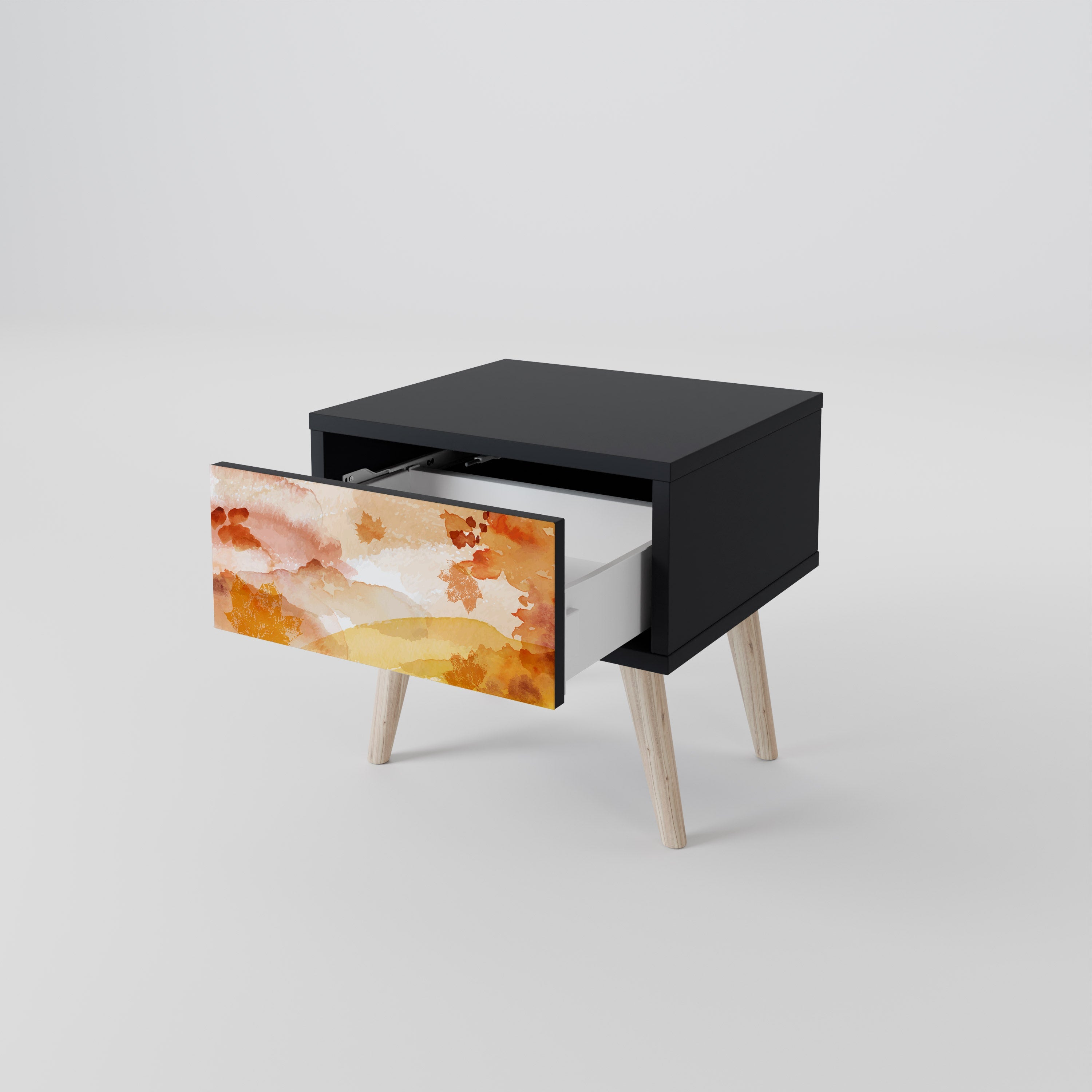 Table de chevet TRACES OF AUTUMN en finition noire