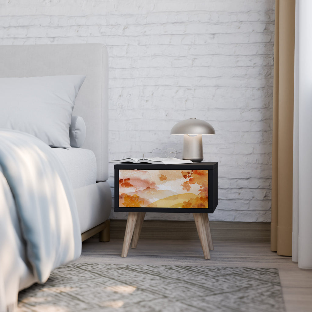 Table de chevet TRACES OF AUTUMN en finition noire